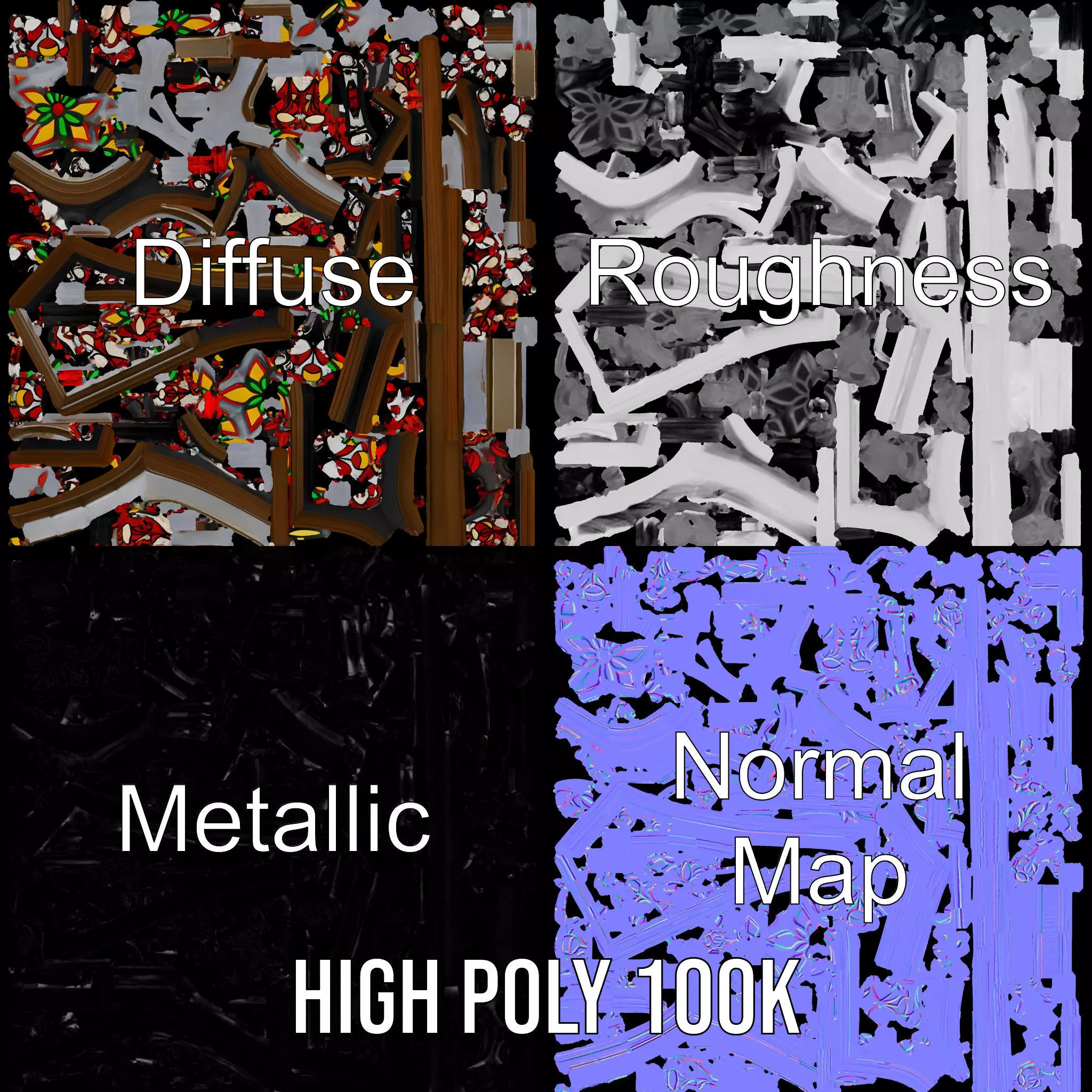 Vibrant Stained Glass Window model pack Low-poly 3D model_3