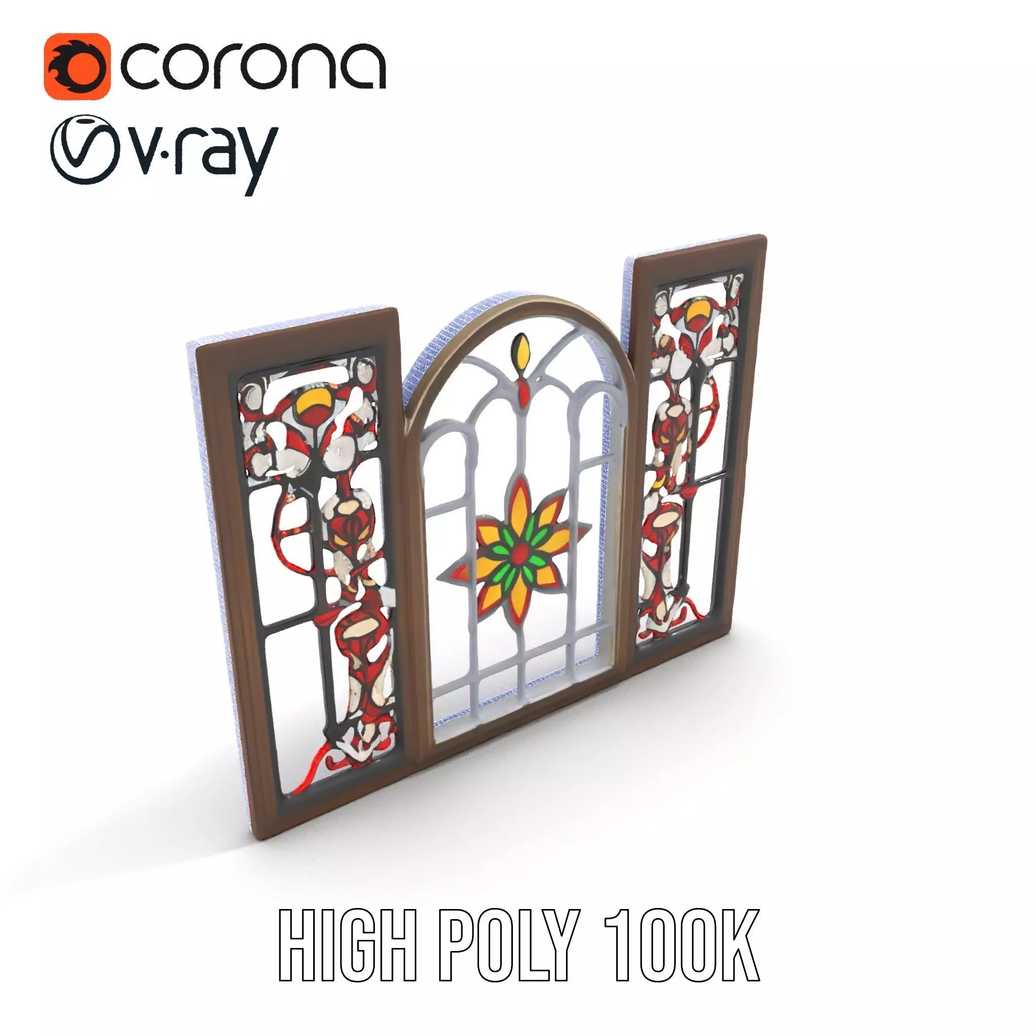 Vibrant Stained Glass Window model pack Low-poly 3D model_29