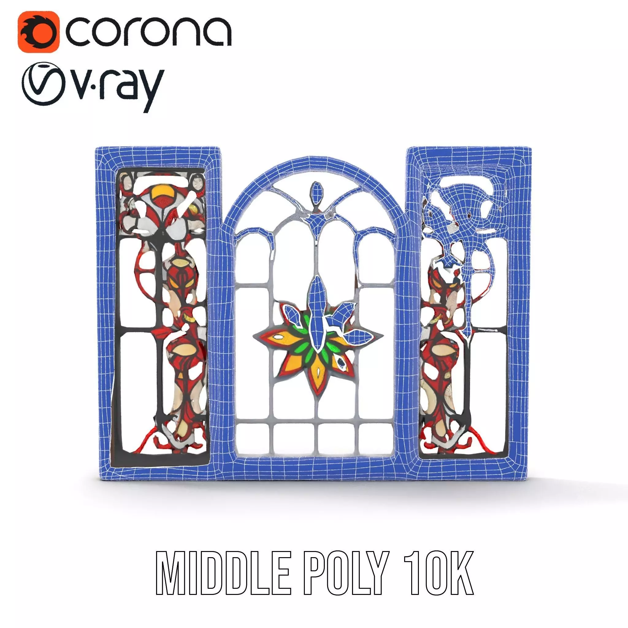 Vibrant Stained Glass Window model pack Low-poly 3D model_16