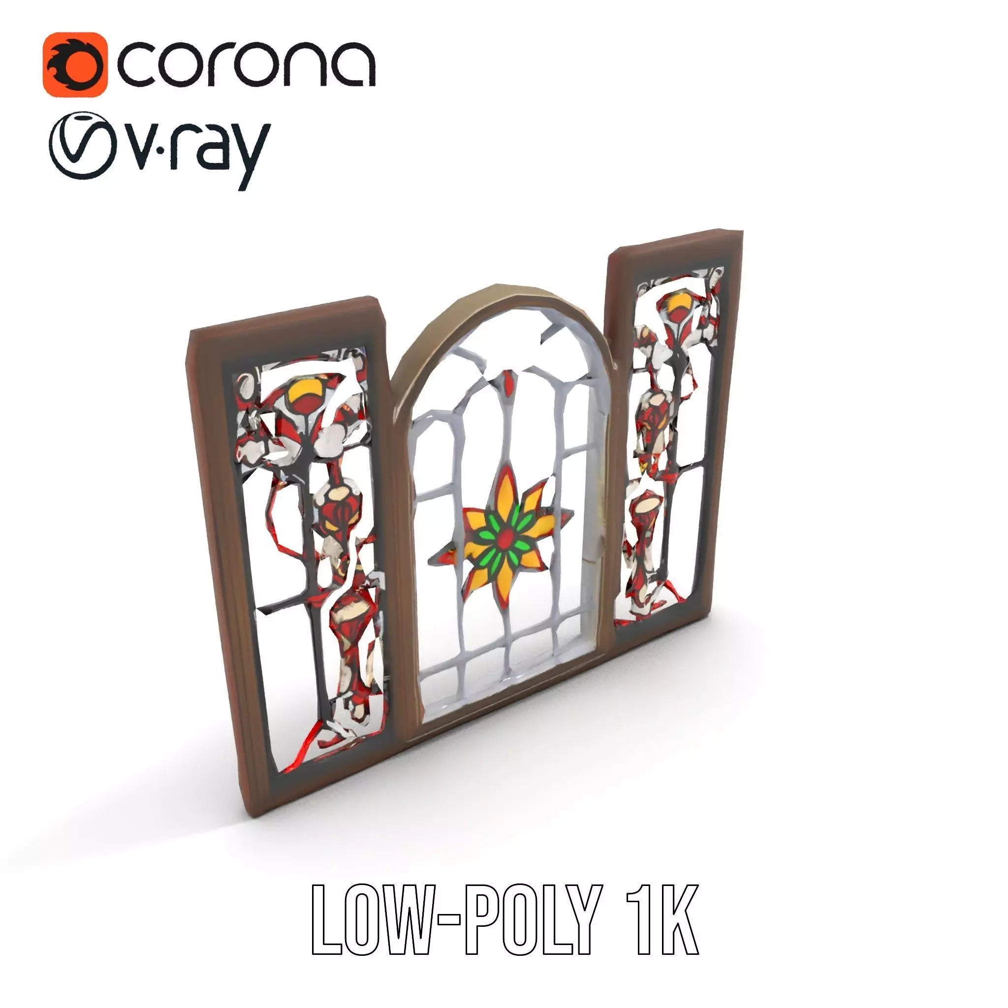 Vibrant Stained Glass Window model pack Low-poly 3D model_12