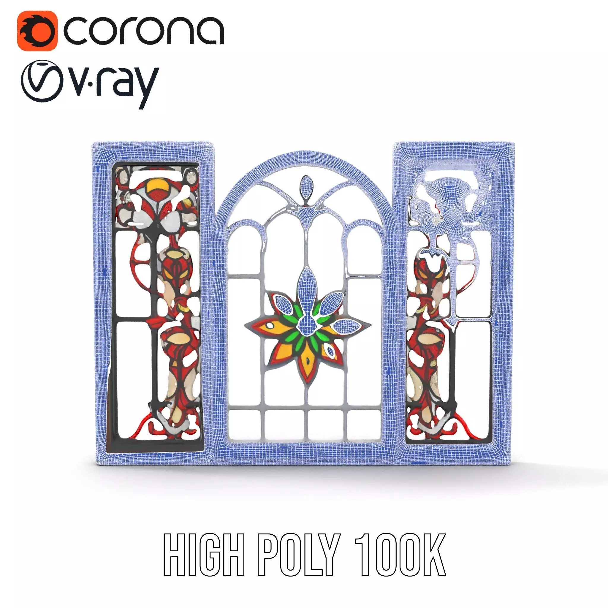 Vibrant Stained Glass Window model pack Low-poly 3D model_33