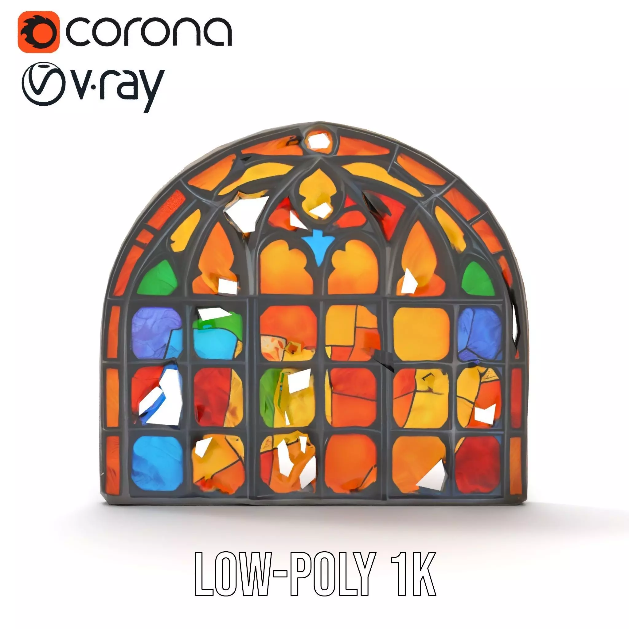 Vibrant Stained Glass model pack Low-poly 3D model_13