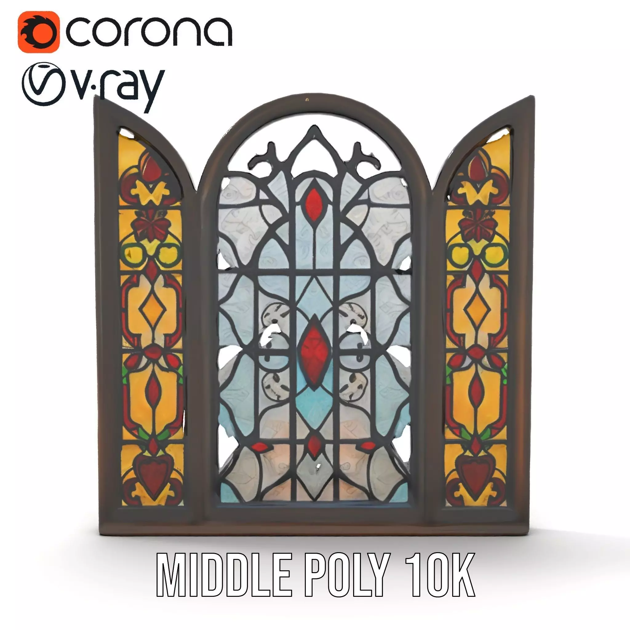 Antique Stained Glass Window model pack Low-poly 3D model_6