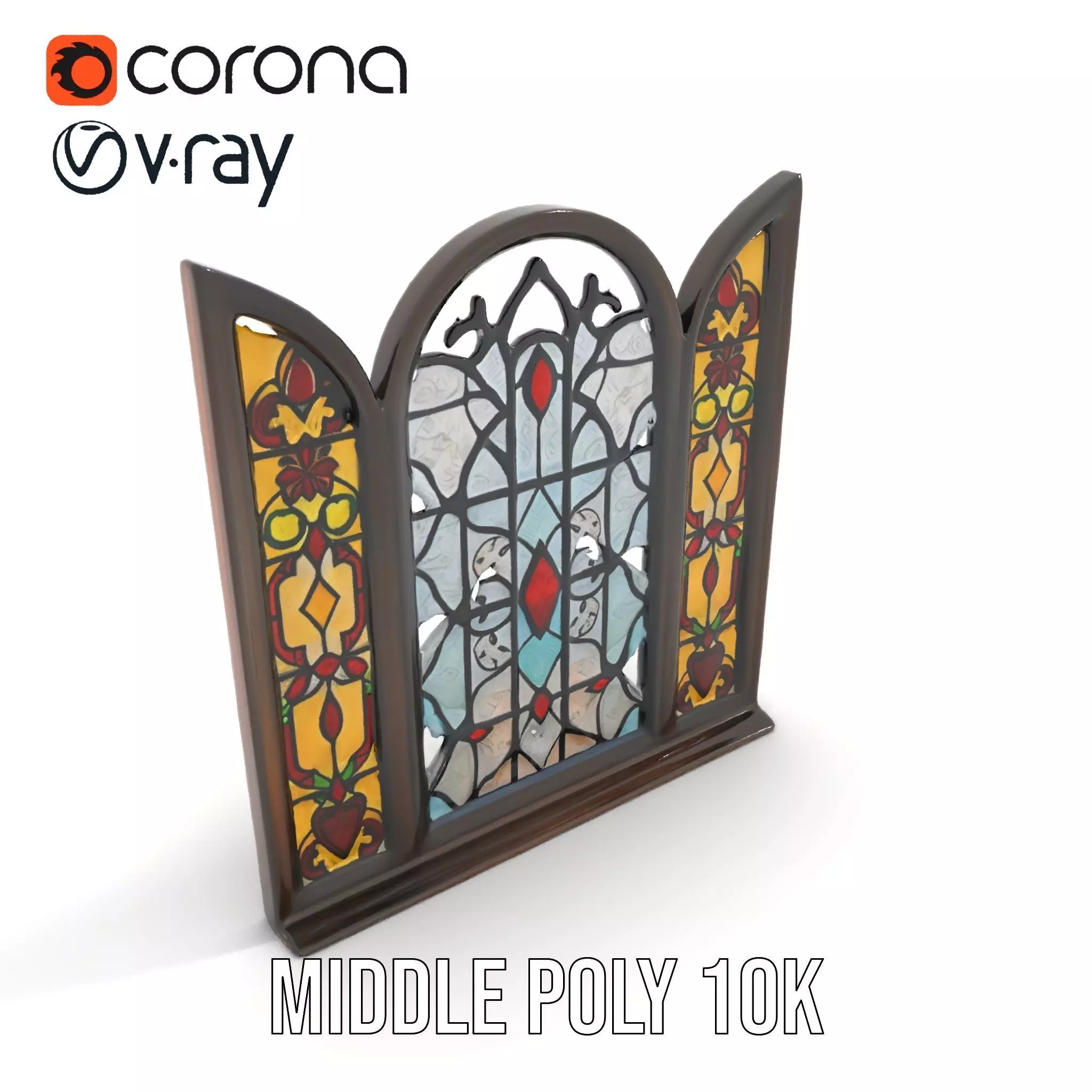 Antique Stained Glass Window model pack Low-poly 3D model_10
