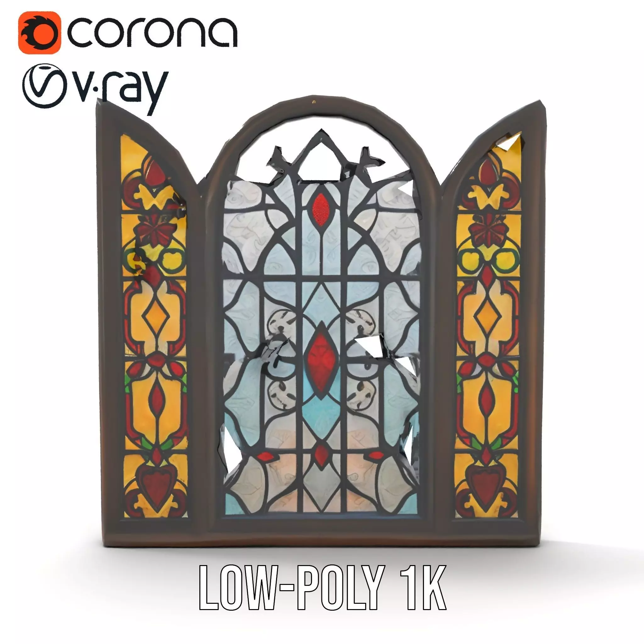 Antique Stained Glass Window model pack Low-poly 3D model_9