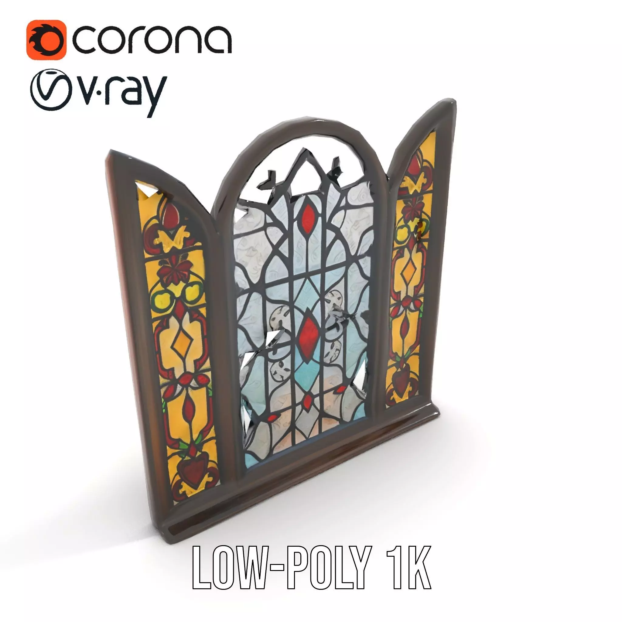 Antique Stained Glass Window model pack Low-poly 3D model_7