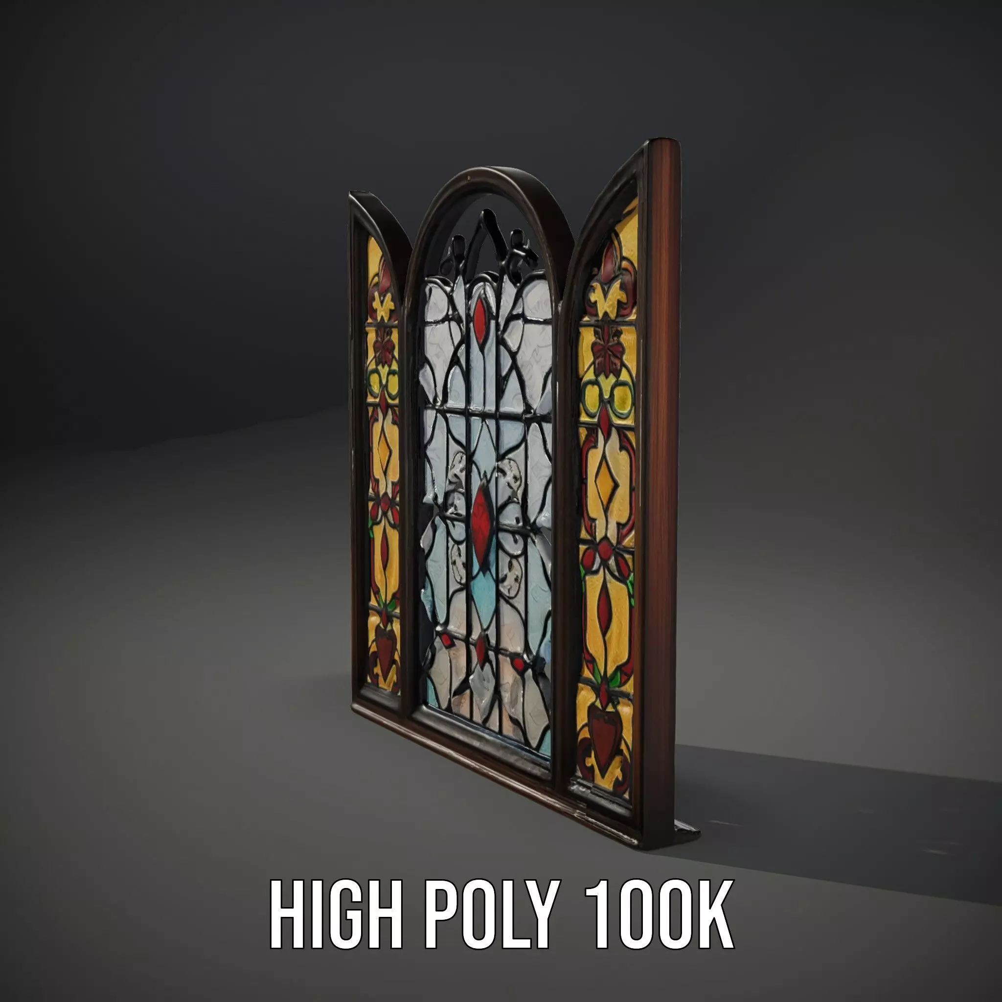 Antique Stained Glass Window model pack Low-poly 3D model_8