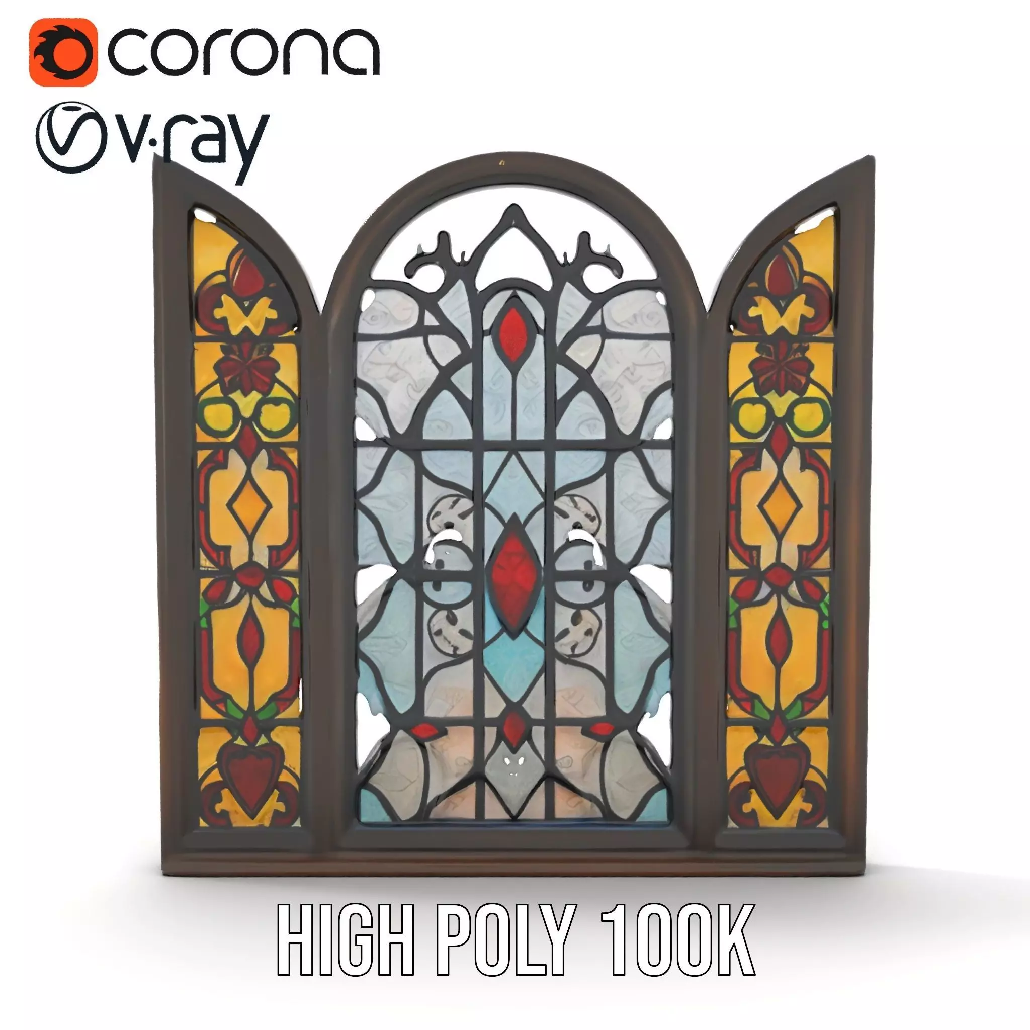 Antique Stained Glass Window model pack Low-poly 3D model_29