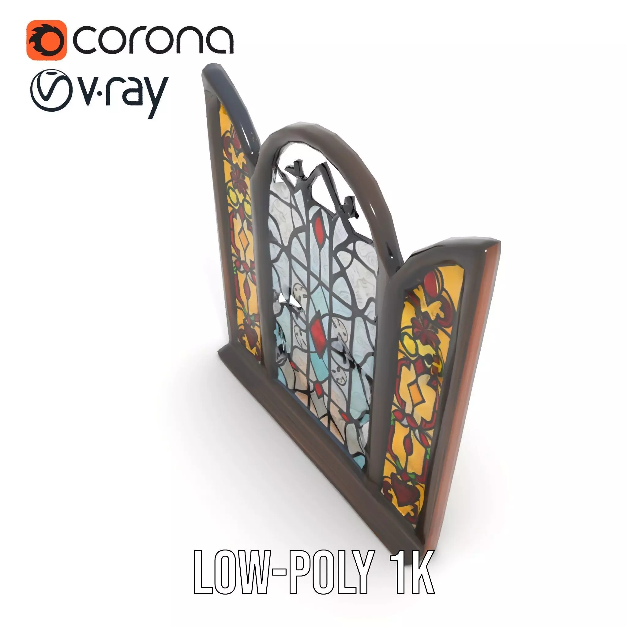 Antique Stained Glass Window model pack Low-poly 3D model_25