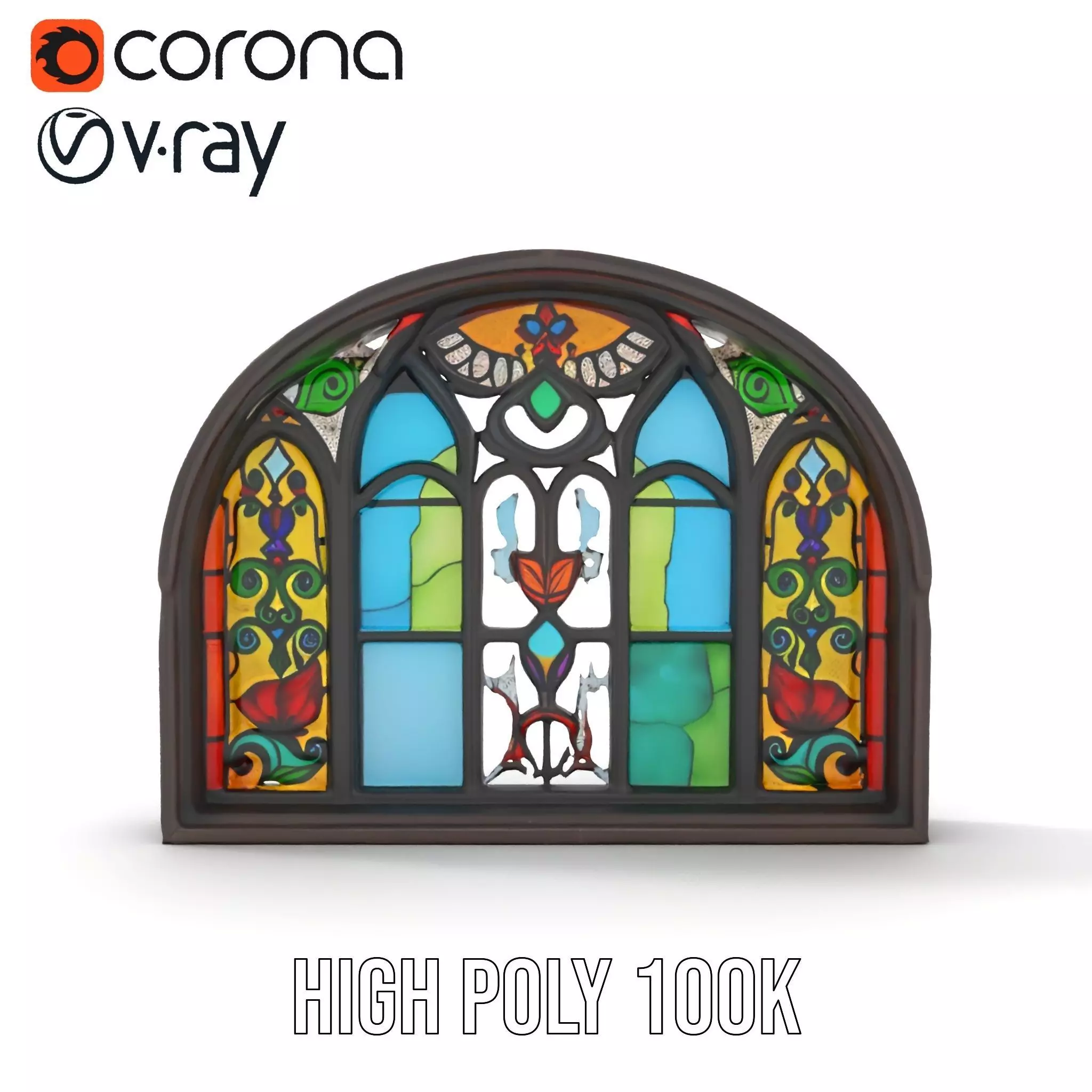 Vibrant Stained Glass Window model pack Low-poly 3D model_23
