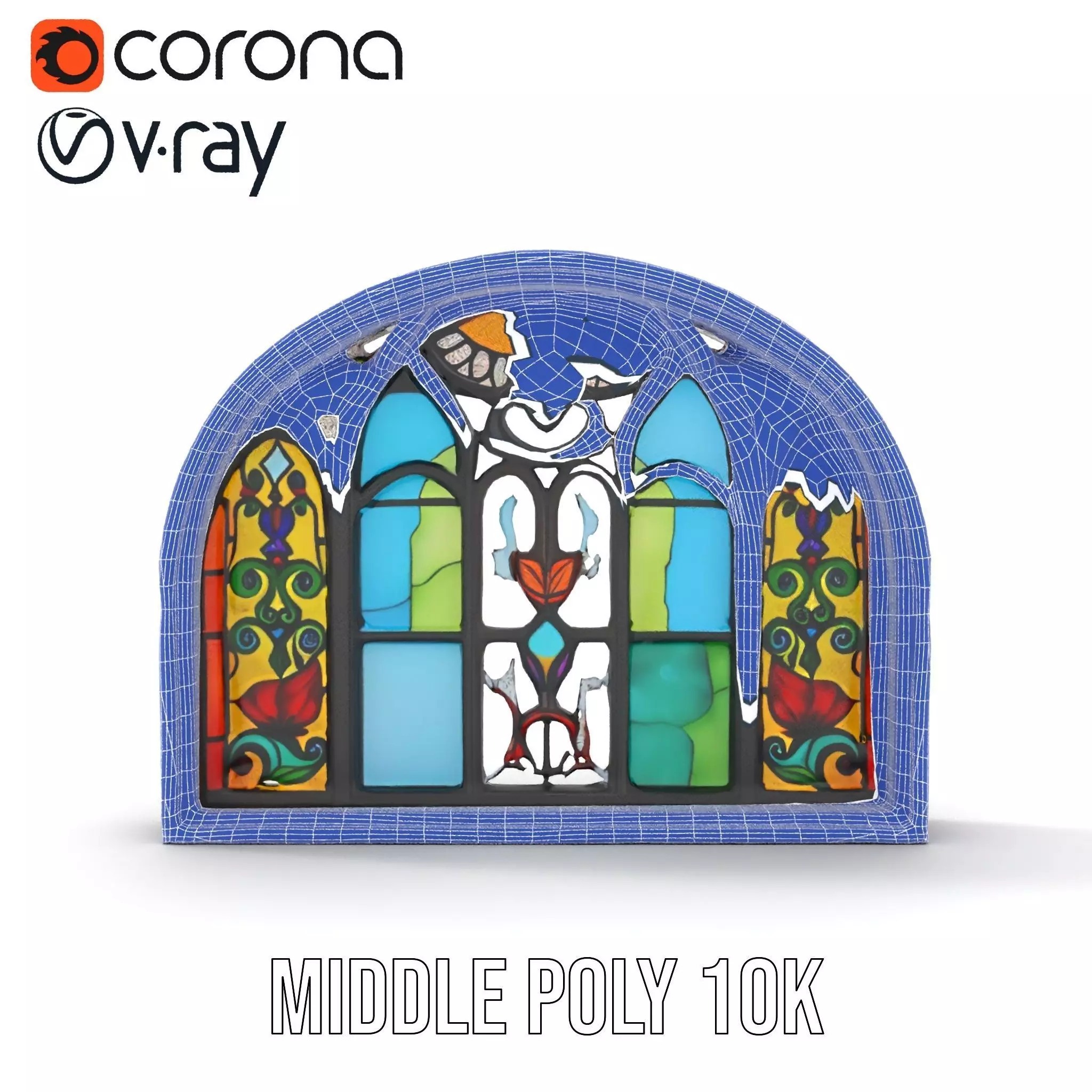 Vibrant Stained Glass Window model pack Low-poly 3D model_24