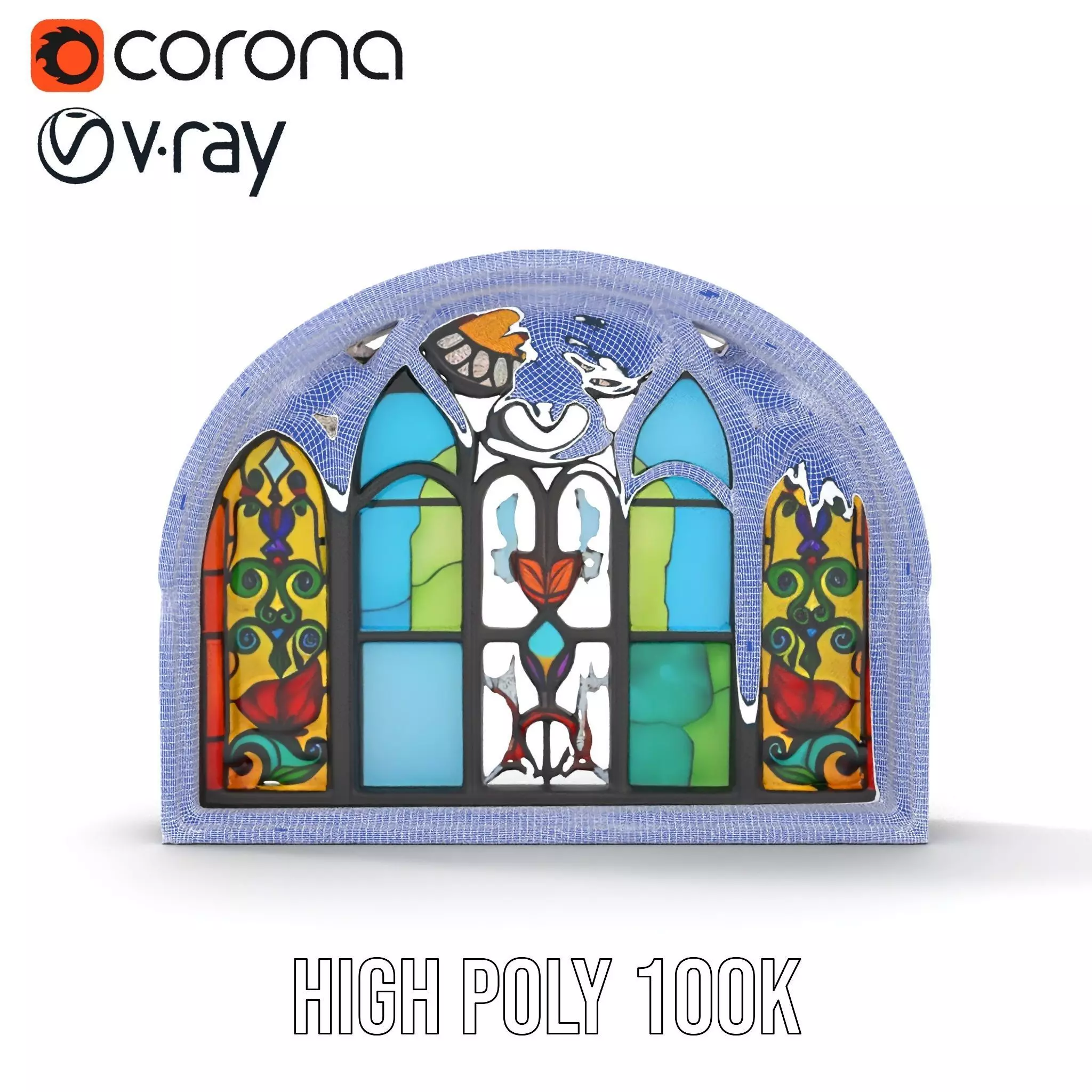 Vibrant Stained Glass Window model pack Low-poly 3D model_33