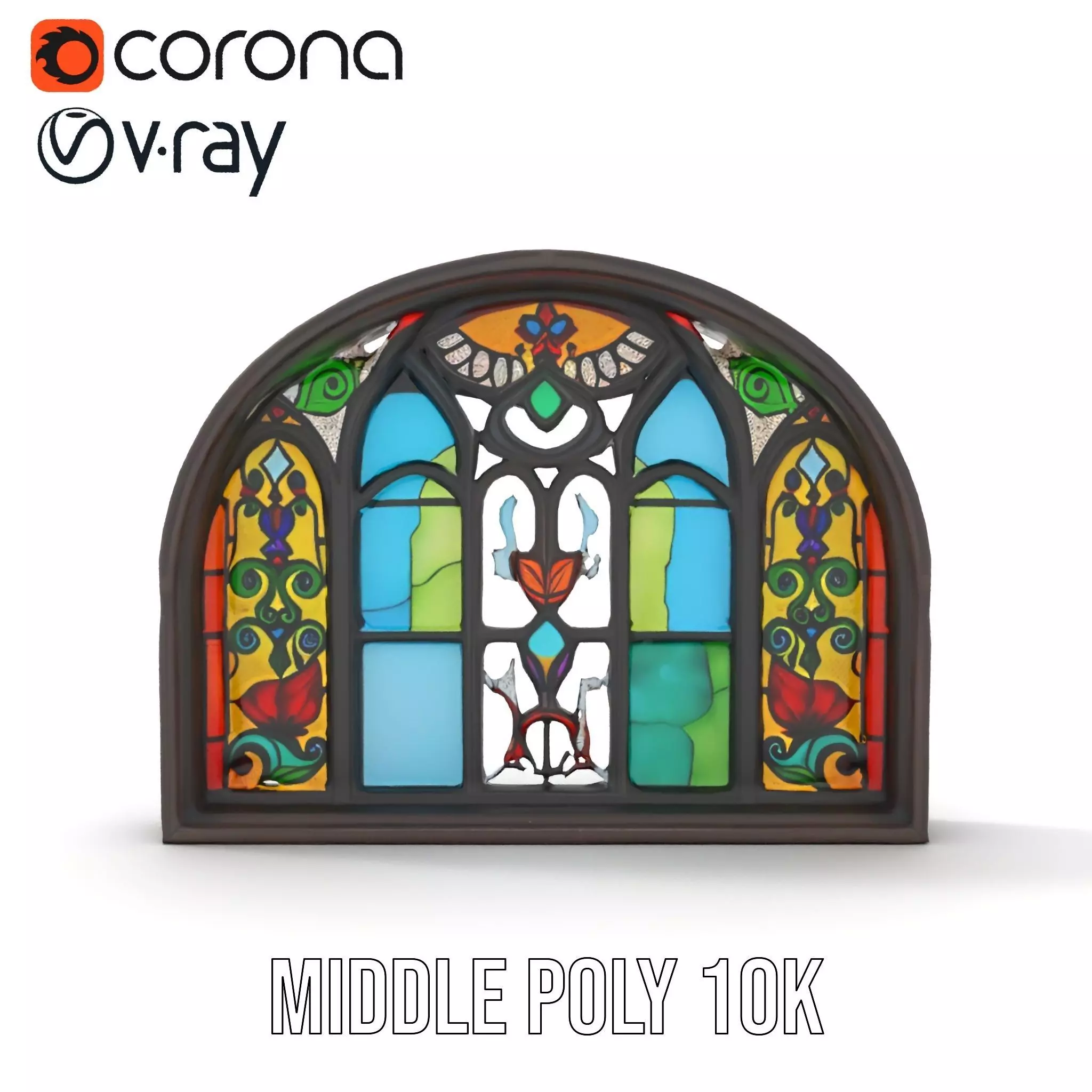 Vibrant Stained Glass Window model pack Low-poly 3D model_15