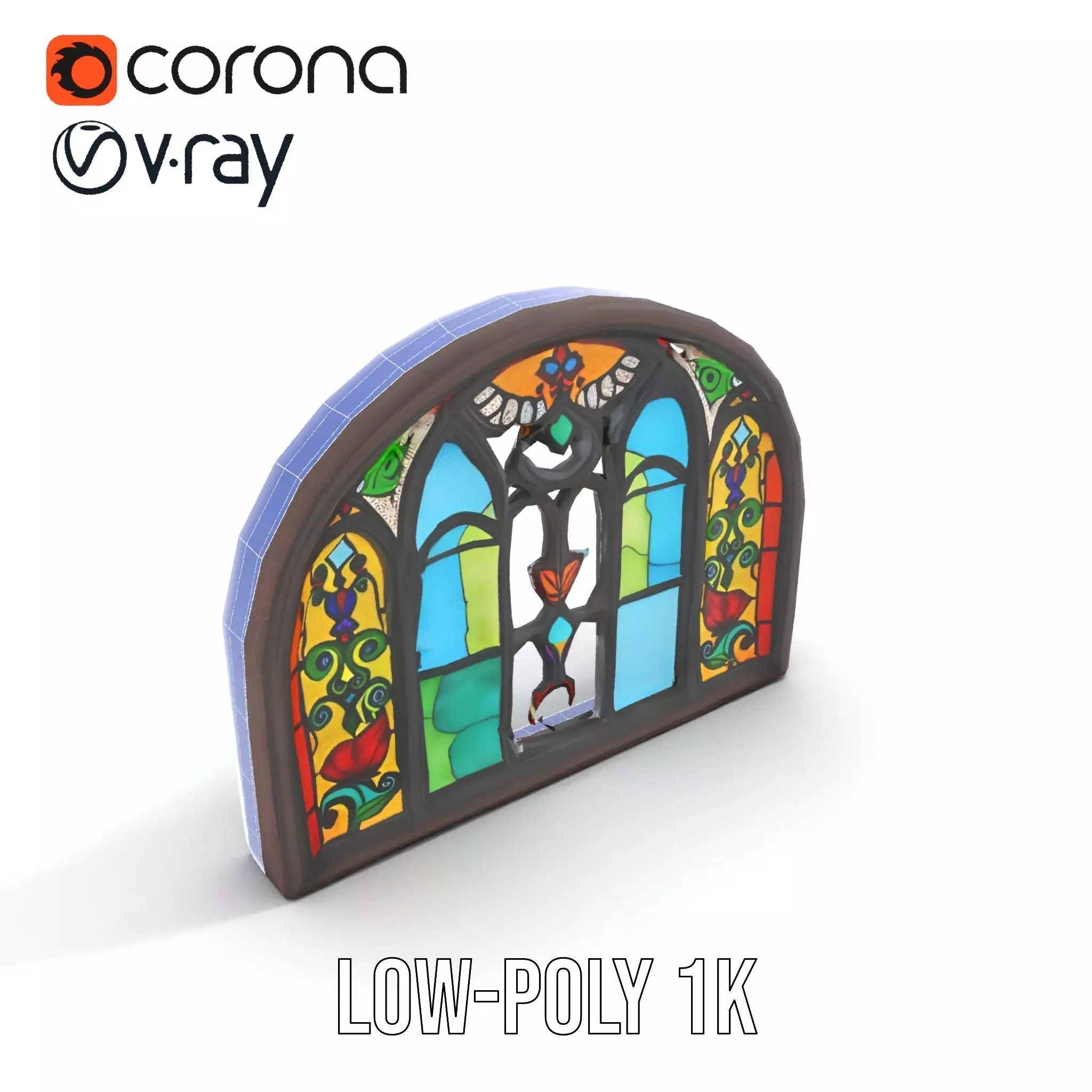 Vibrant Stained Glass Window model pack Low-poly 3D model_9