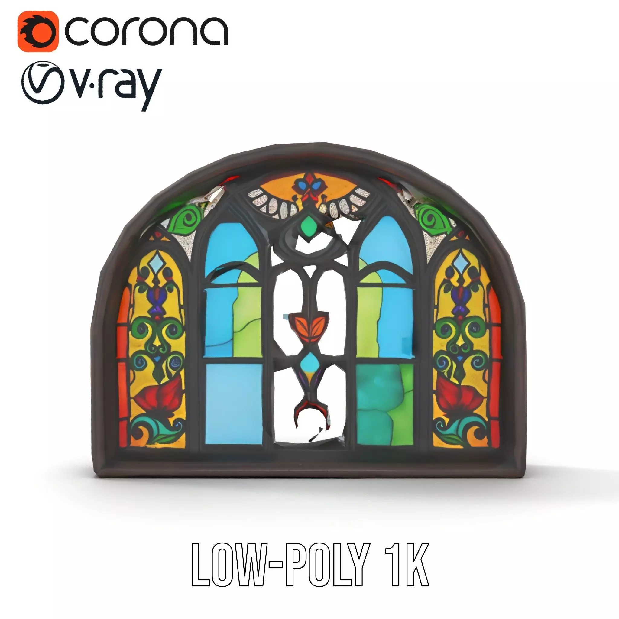 Vibrant Stained Glass Window model pack Low-poly 3D model_19