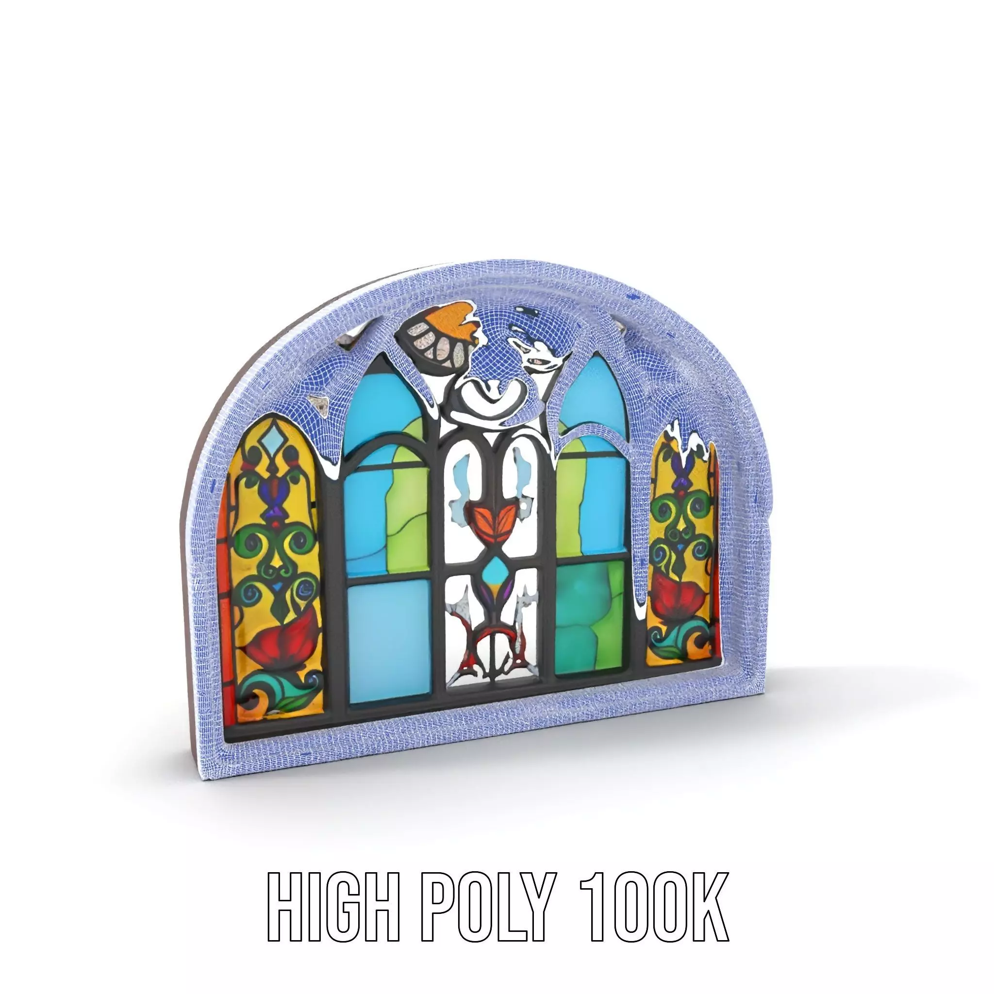 Vibrant Stained Glass Window model pack Low-poly 3D model_4