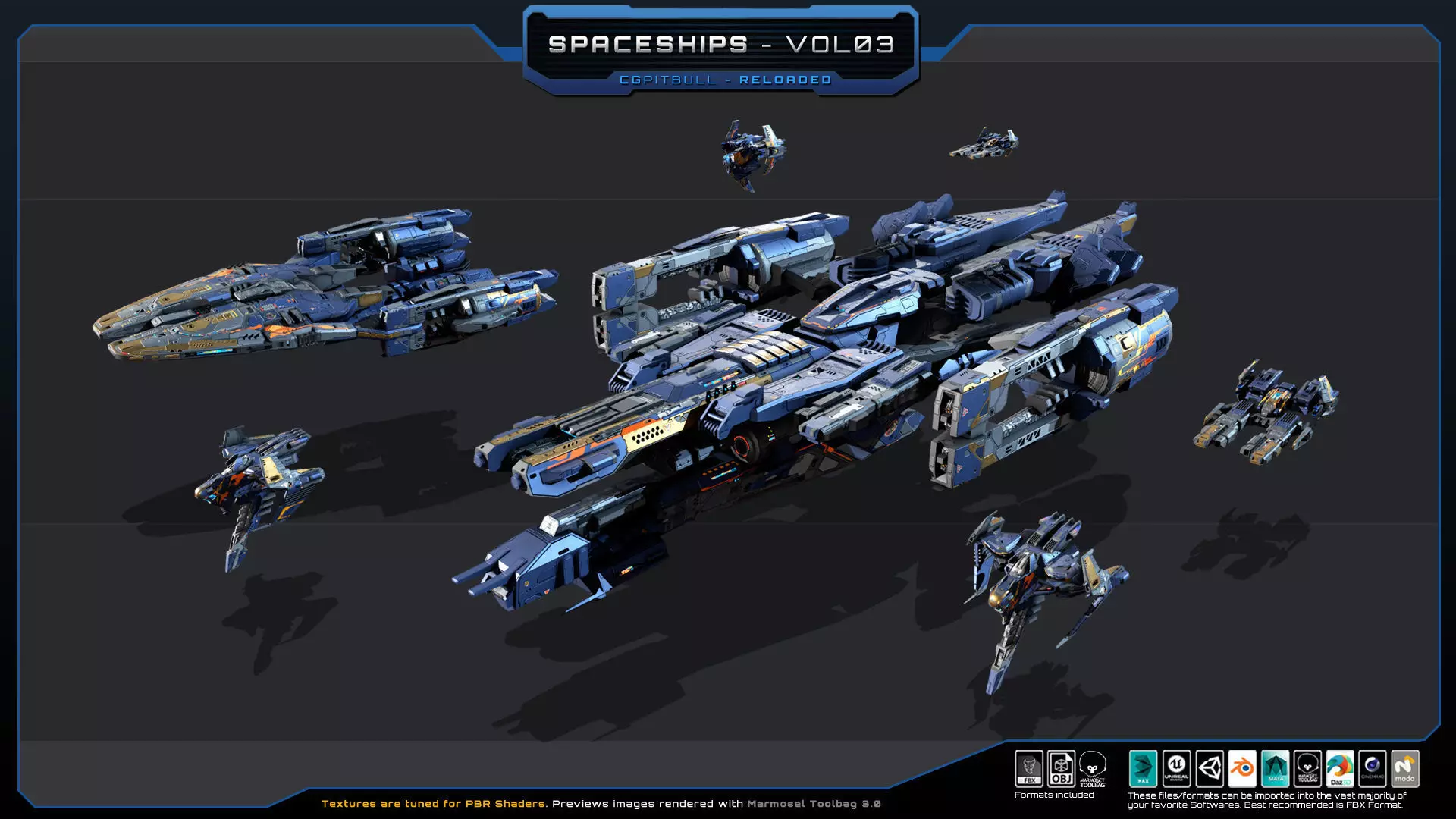 BARKAN Fleet Spacecrafts Low-poly 3D model_1