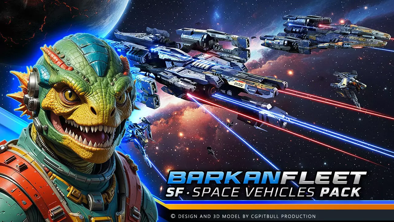 BARKAN Fleet Spacecrafts Low-poly 3D model_0