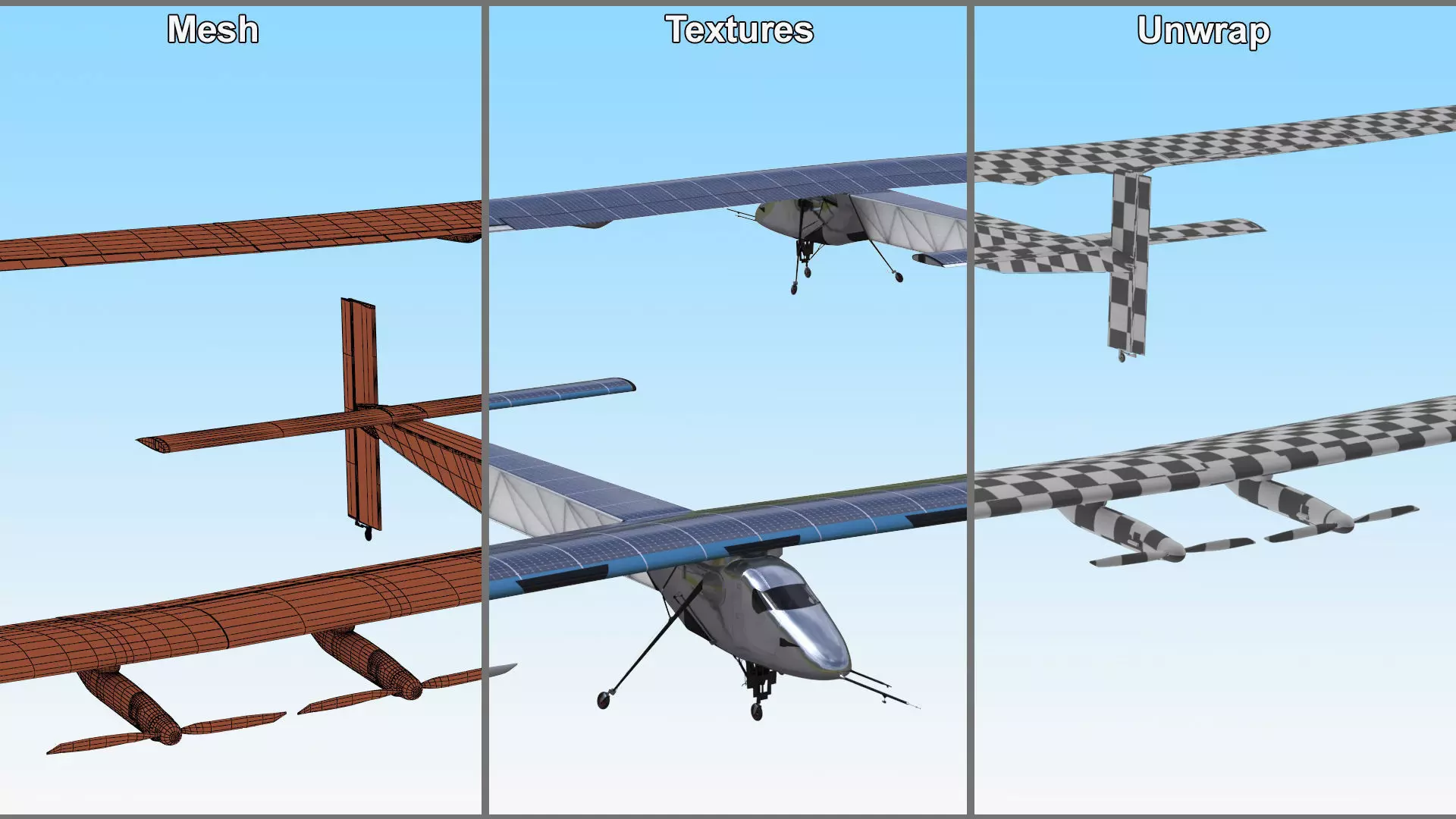 Solar Cargo Airplane Blue 3D model_21
