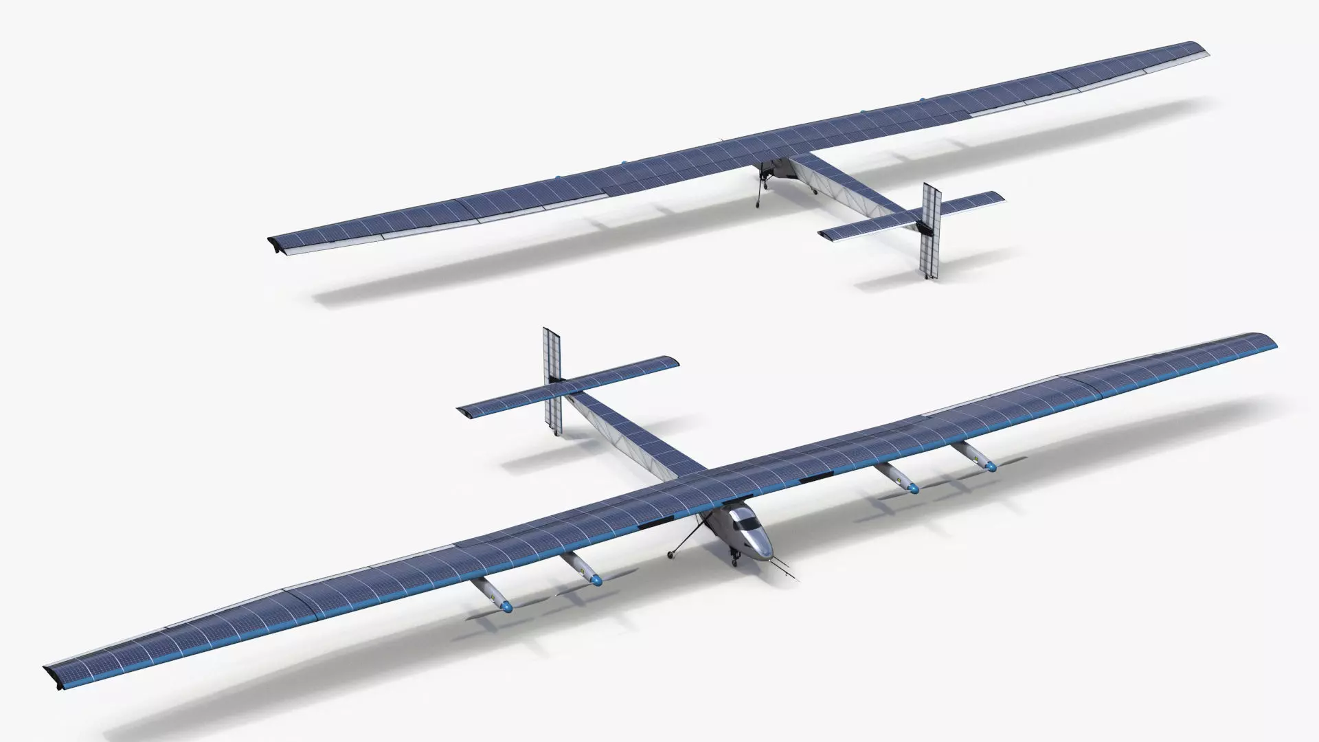 Solar Cargo Airplane Blue 3D model_20