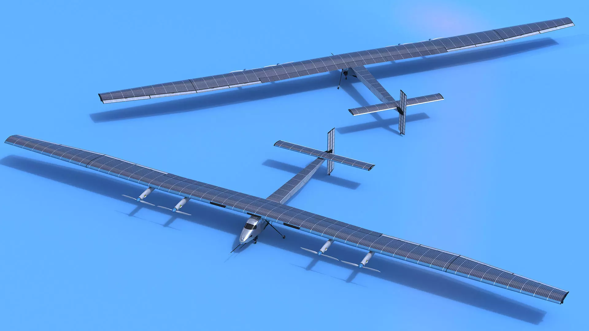 Solar Cargo Airplane Blue 3D model_8