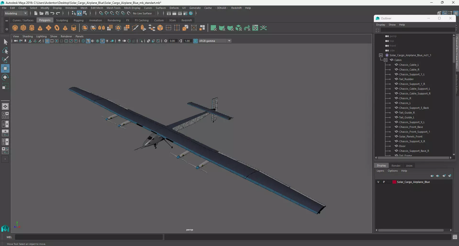Solar Cargo Airplane Blue 3D model_30