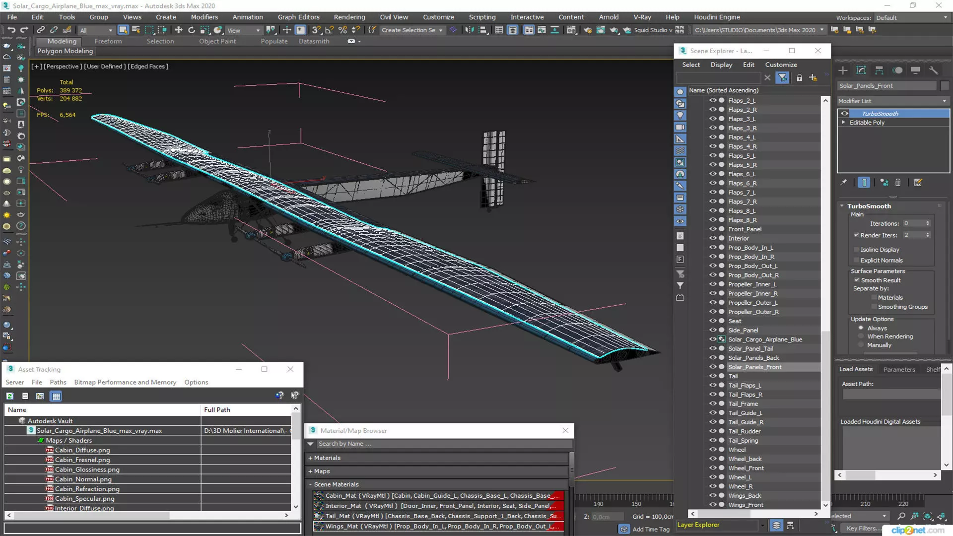 Solar Cargo Airplane Blue 3D model_26
