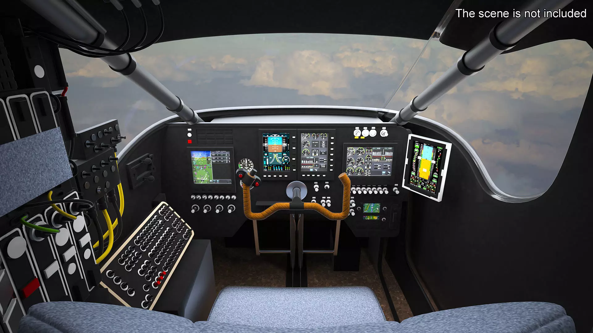 Solar Cargo Airplane Blue 3D model_4