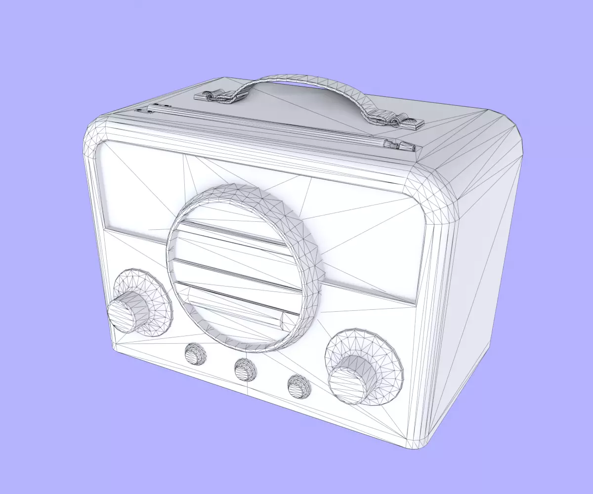 Retro Radio Low-poly 3D model_8