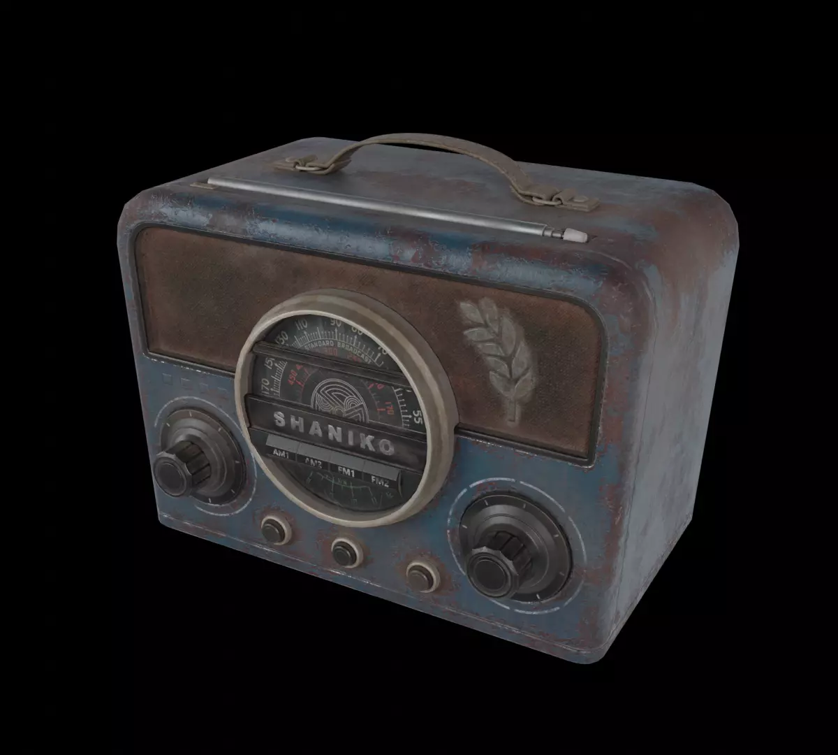 Retro Radio Low-poly 3D model_1
