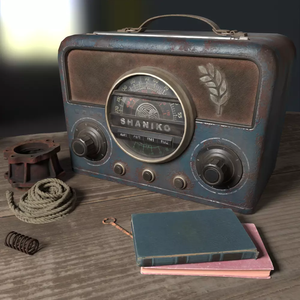 Retro Radio Low-poly 3D model_0