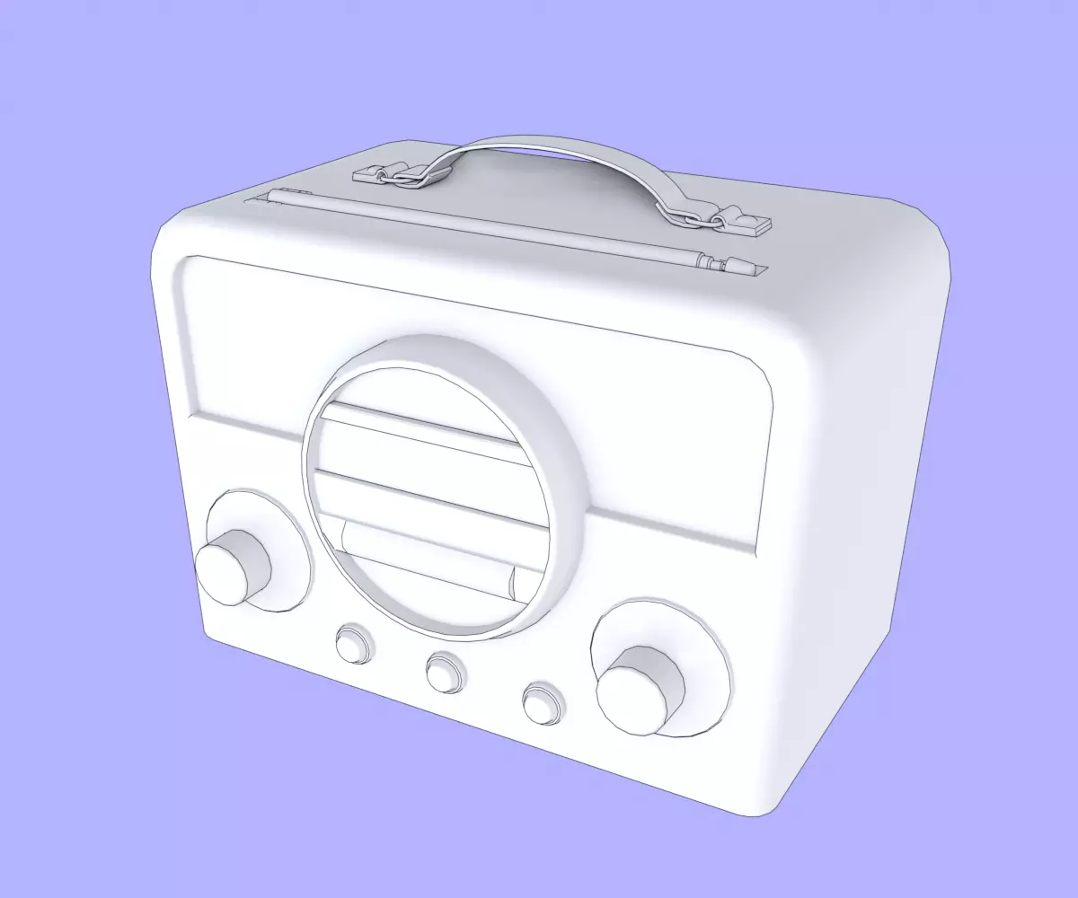 Retro Radio Low-poly 3D model_7