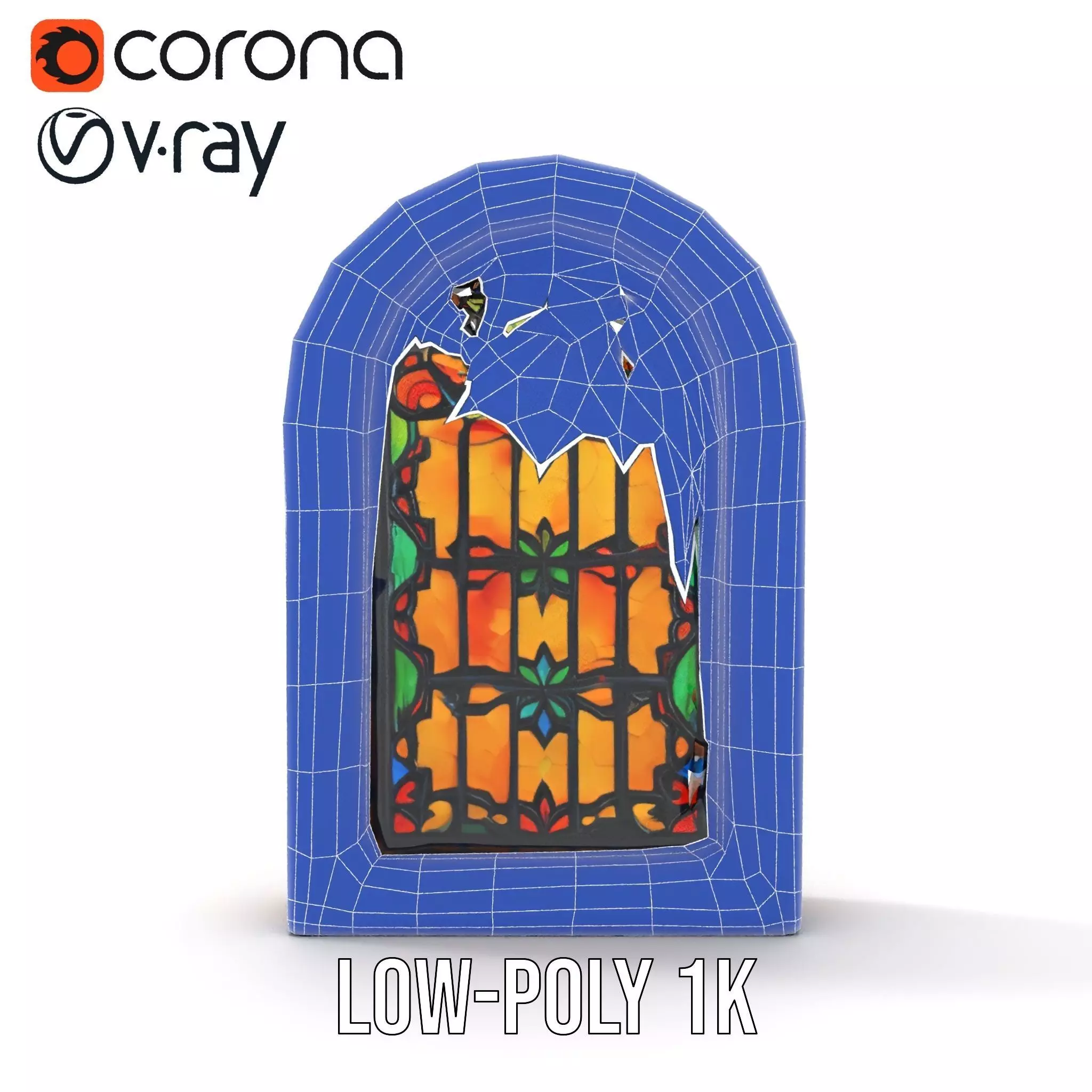 Elegant Stained Glass Window model pack Low-poly 3D model_16
