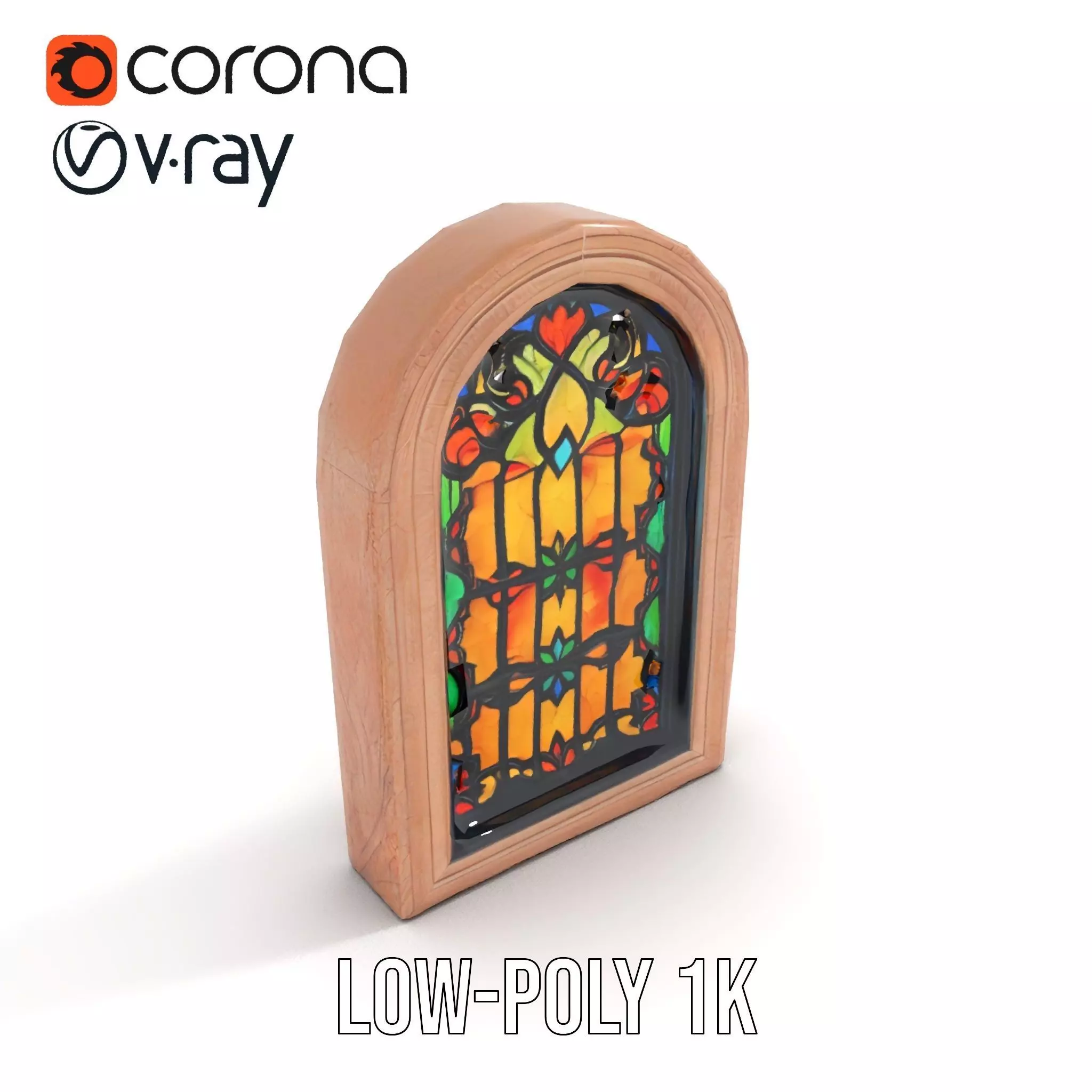 Elegant Stained Glass Window model pack Low-poly 3D model_14