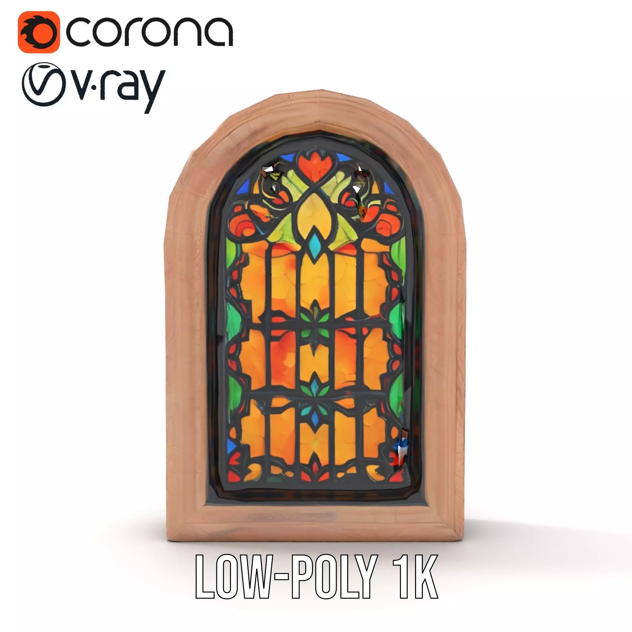 Elegant Stained Glass Window model pack Low-poly 3D model_8