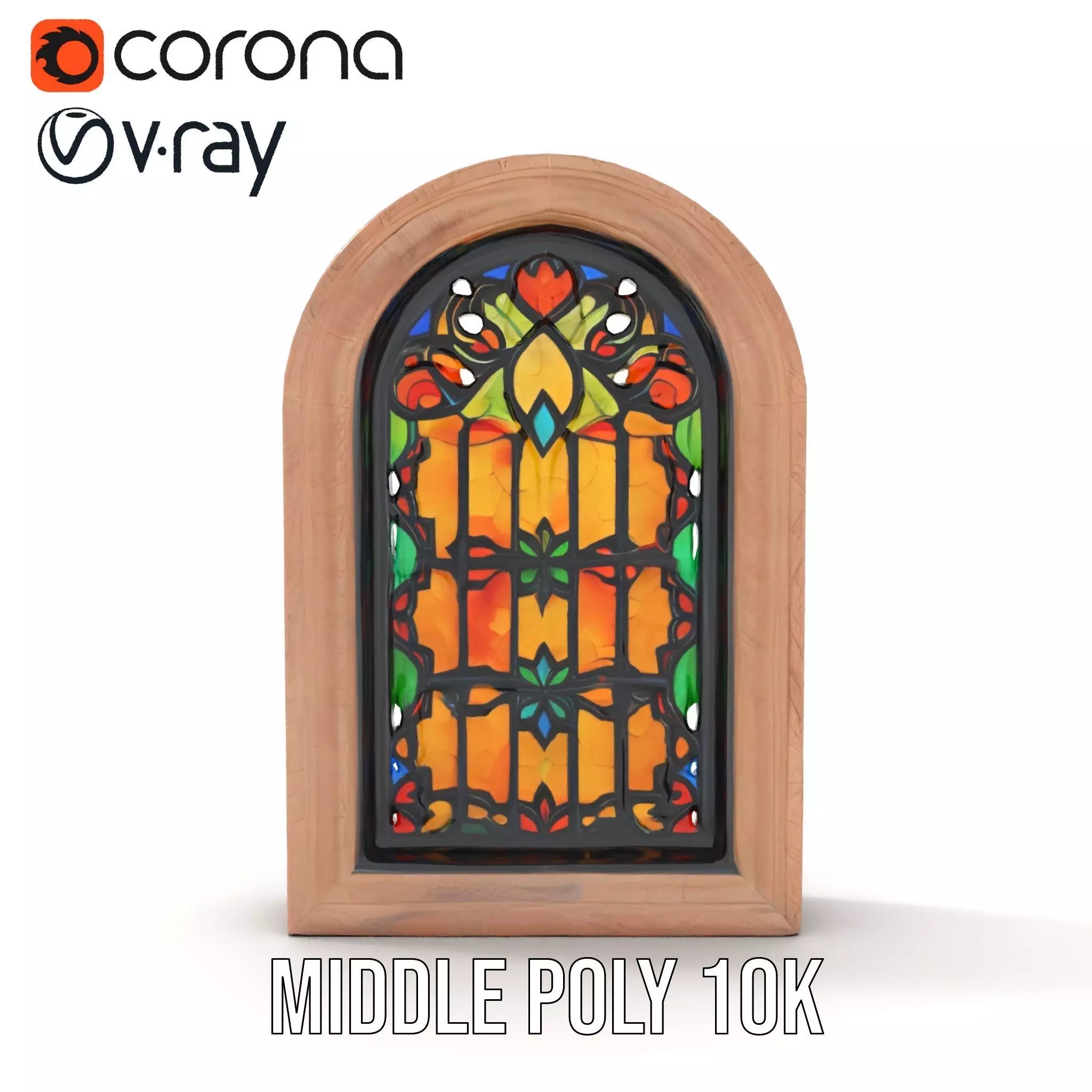Elegant Stained Glass Window model pack Low-poly 3D model_6