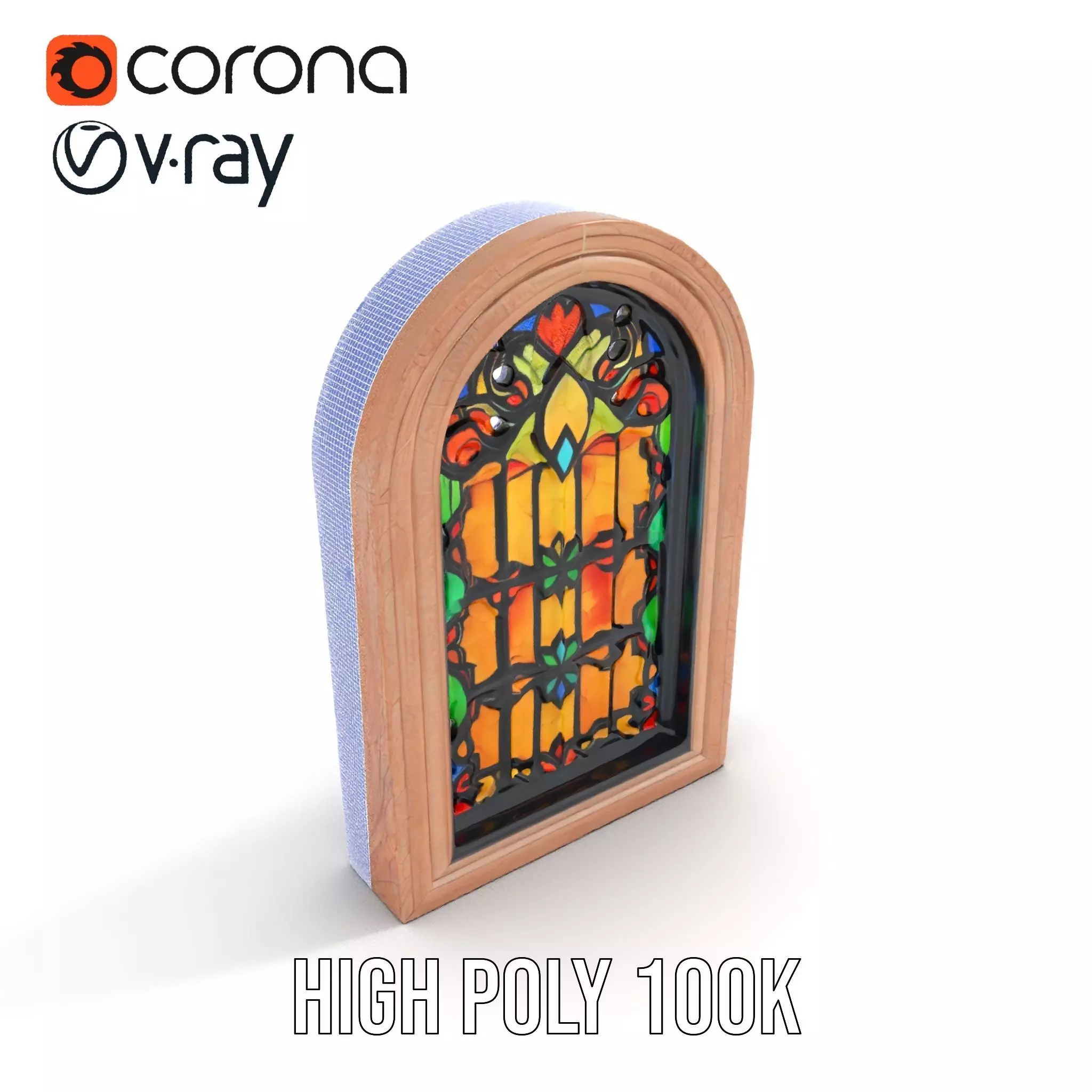 Elegant Stained Glass Window model pack Low-poly 3D model_32