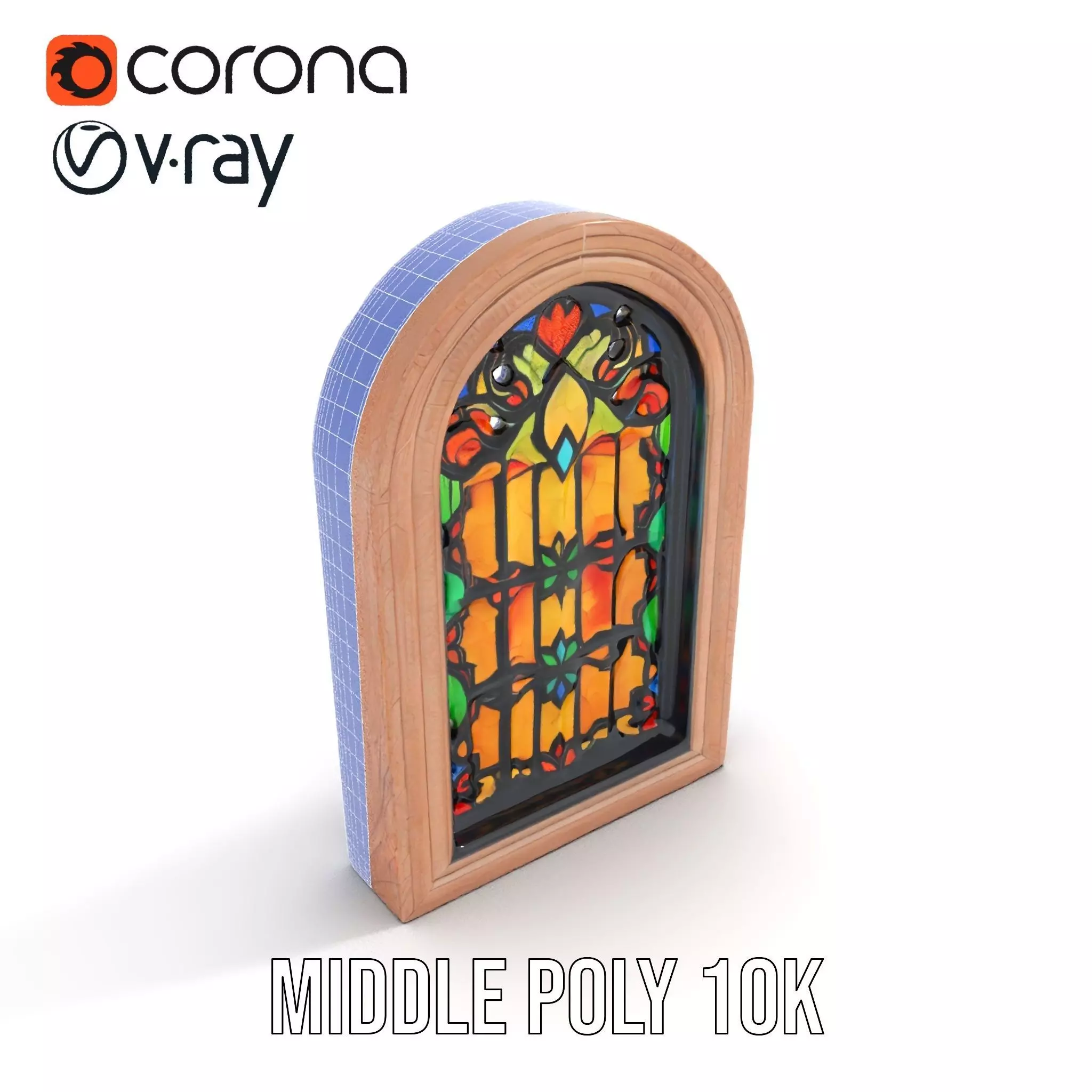 Elegant Stained Glass Window model pack Low-poly 3D model_27