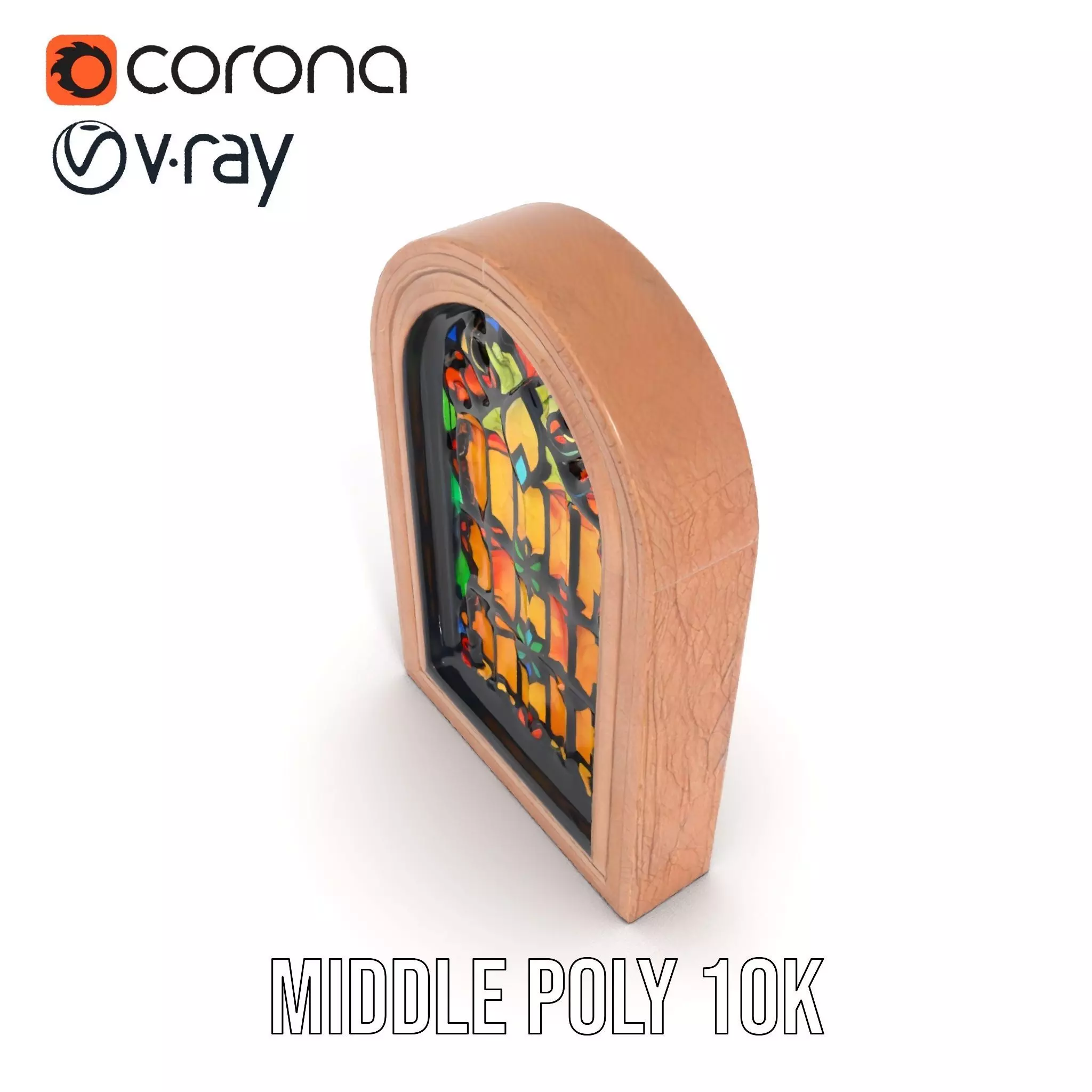 Elegant Stained Glass Window model pack Low-poly 3D model_5