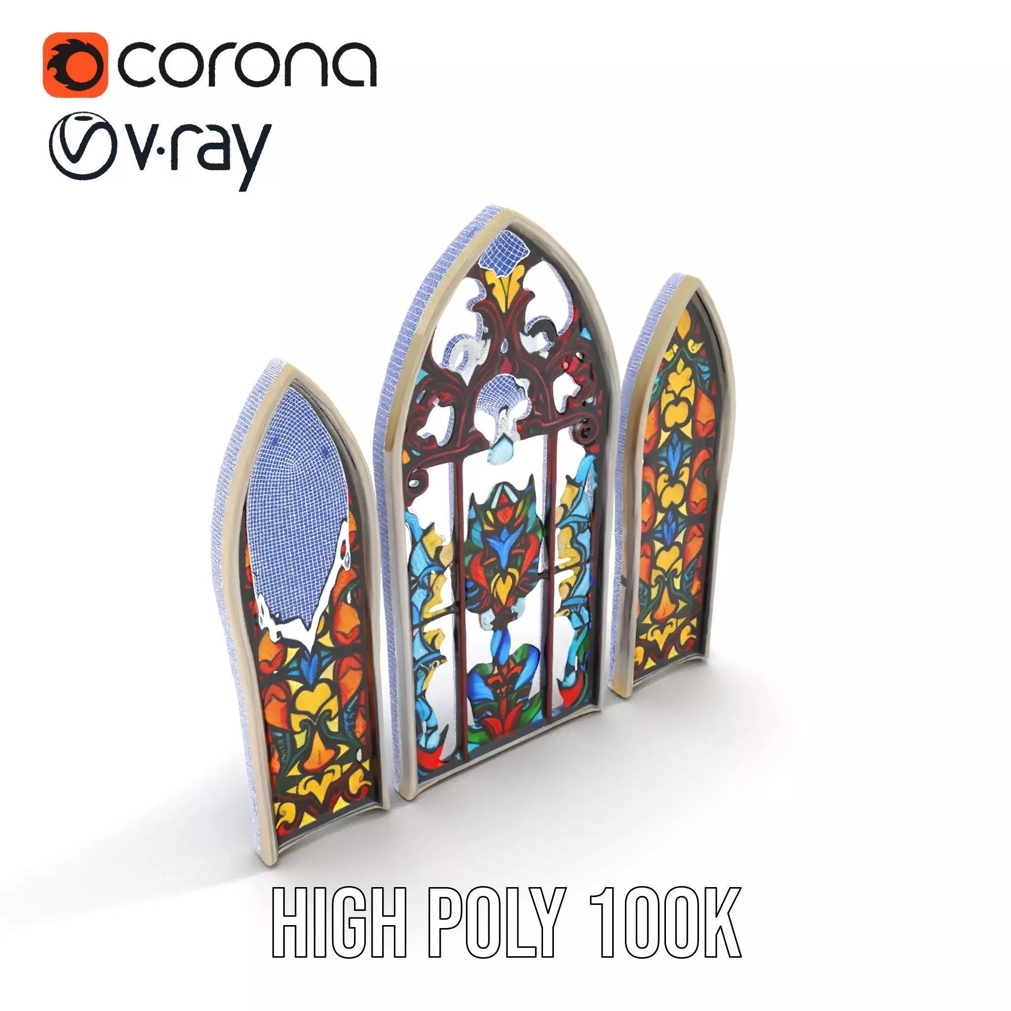 Colorful Stained Glass Window model pack Low-poly 3D model_33