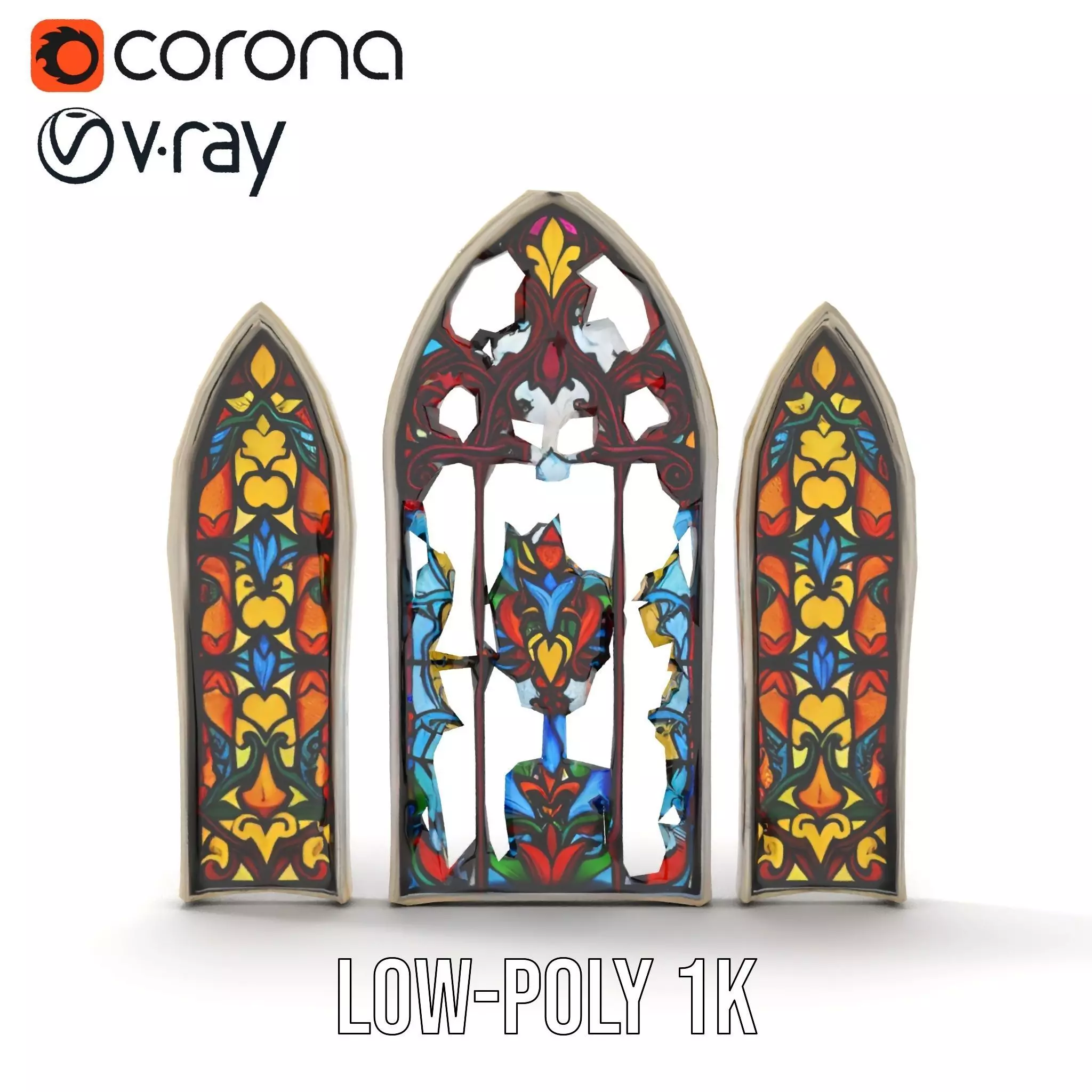 Colorful Stained Glass Window model pack Low-poly 3D model_14