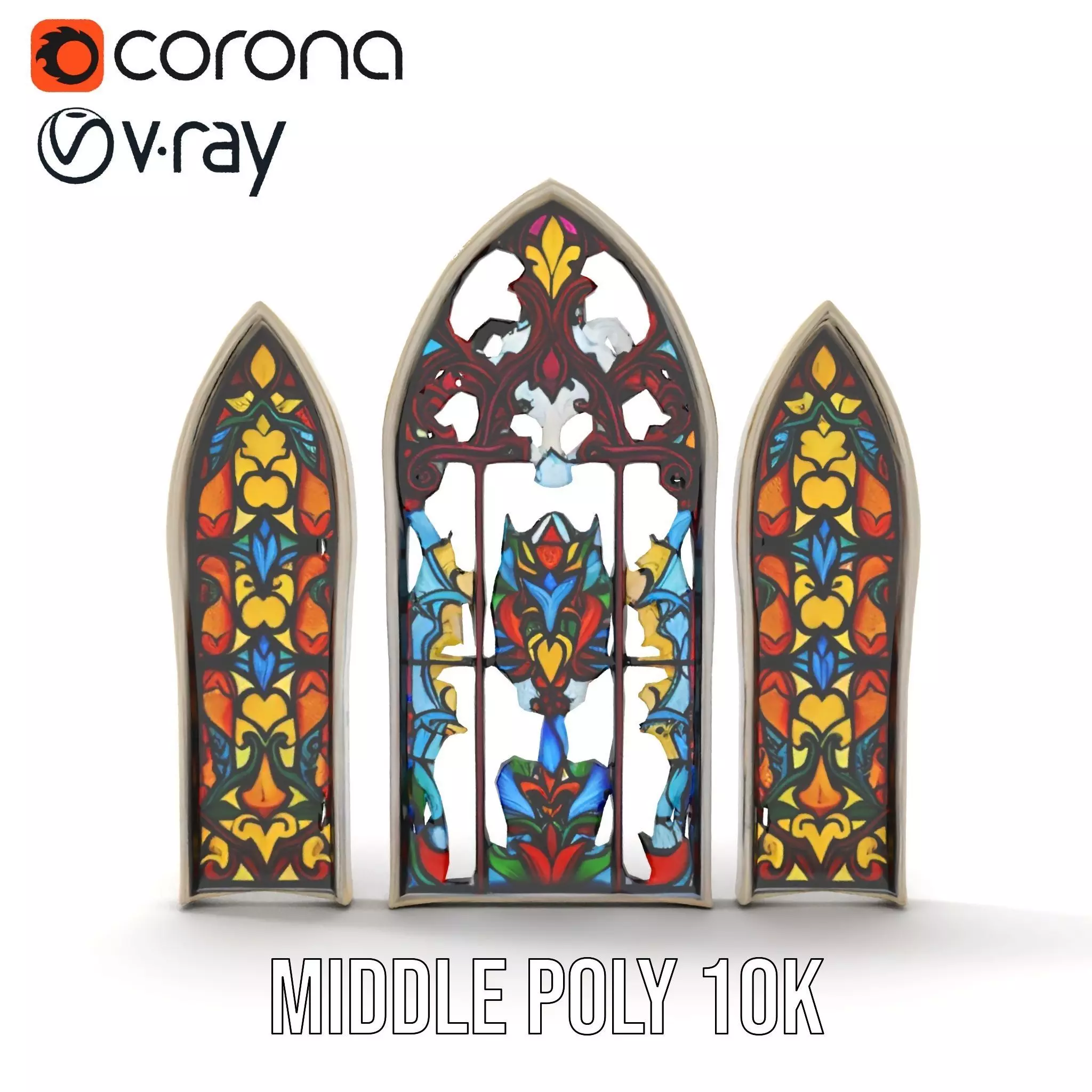 Colorful Stained Glass Window model pack Low-poly 3D model_19
