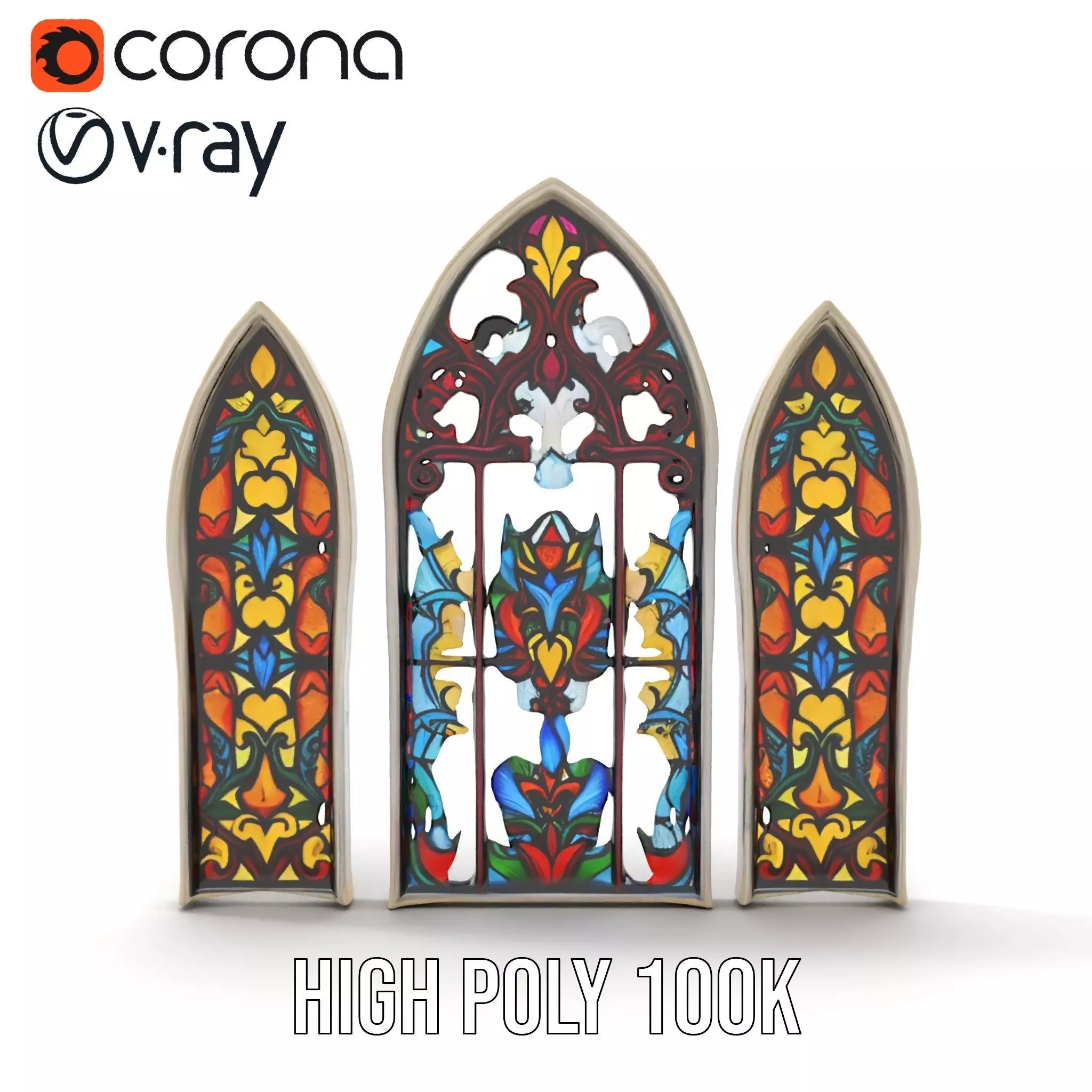 Colorful Stained Glass Window model pack Low-poly 3D model_15