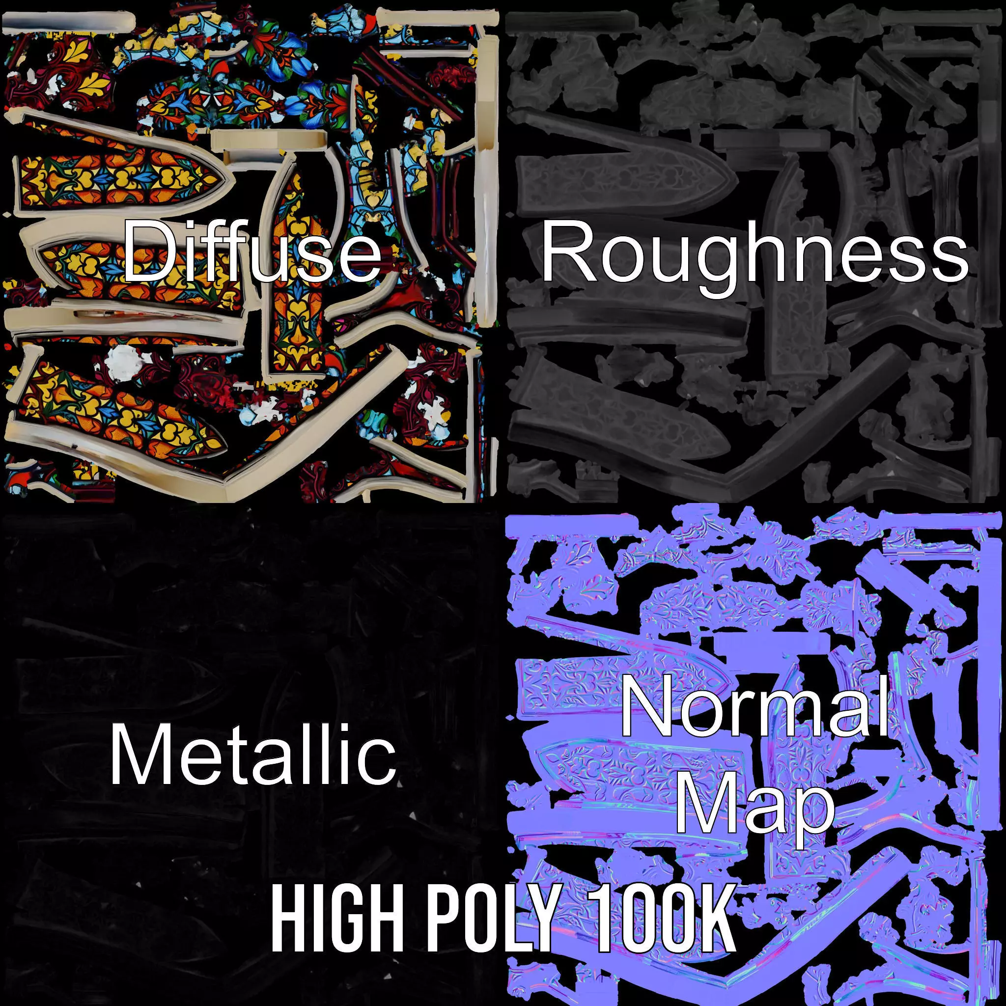 Colorful Stained Glass Window model pack Low-poly 3D model_3