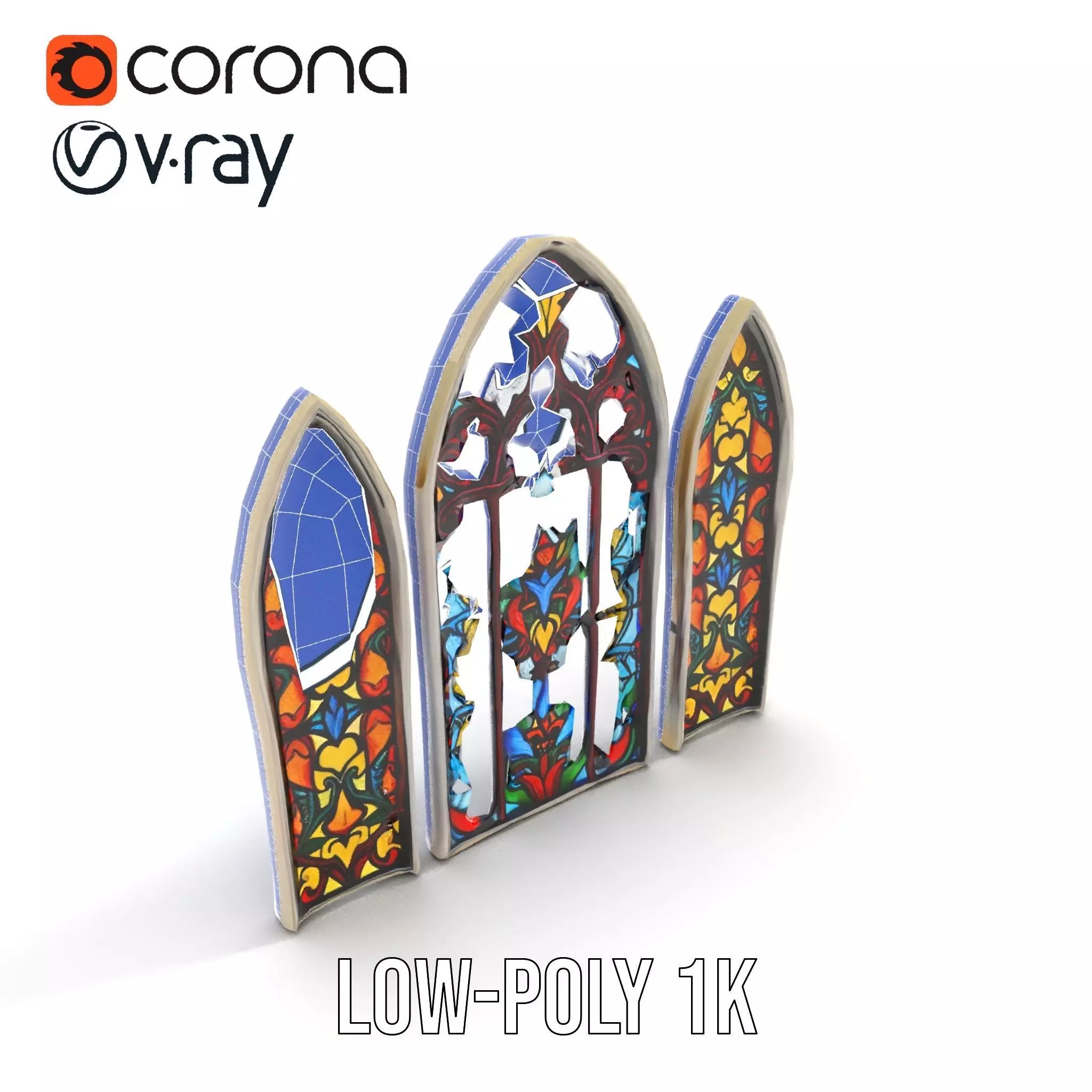 Colorful Stained Glass Window model pack Low-poly 3D model_25
