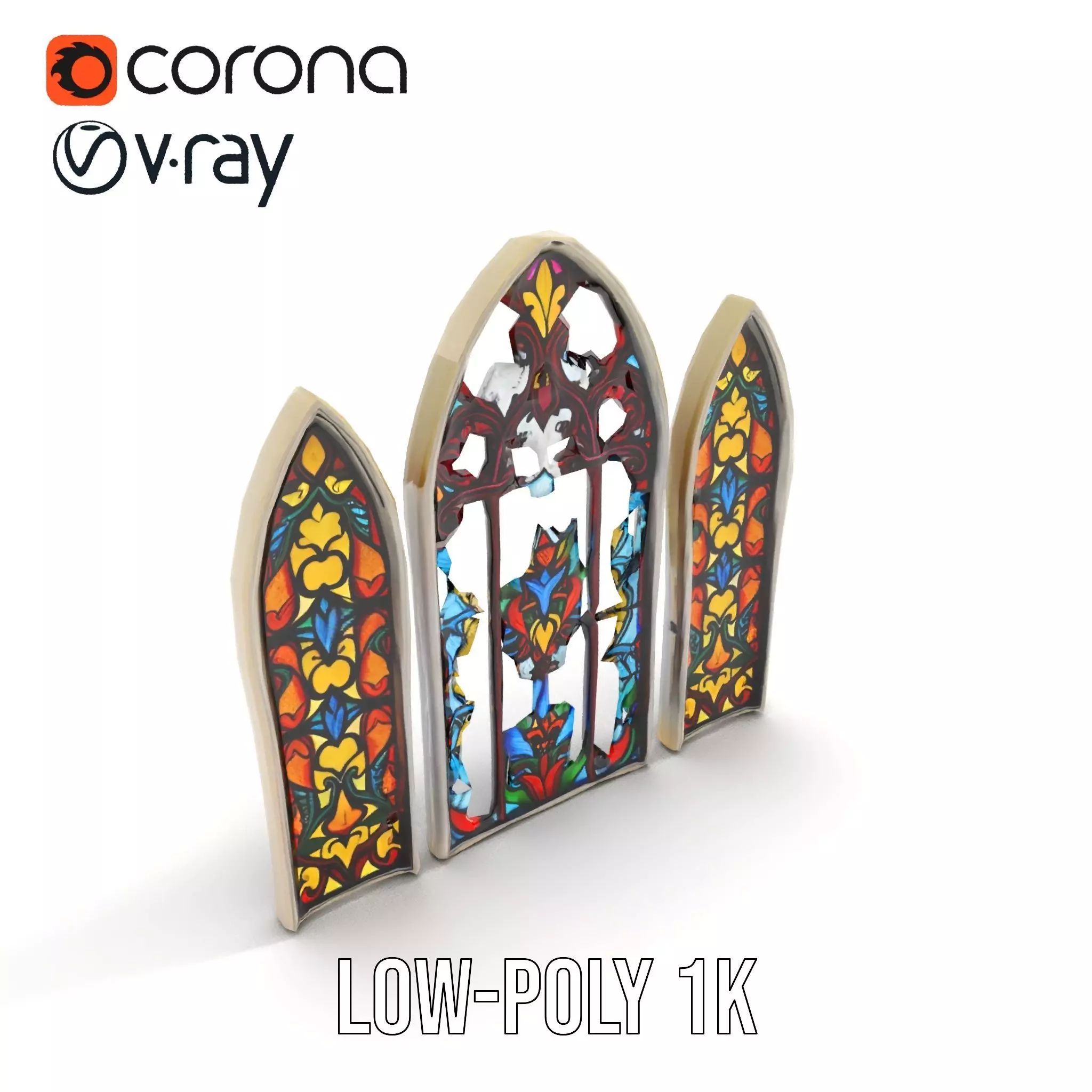 Colorful Stained Glass Window model pack Low-poly 3D model_12
