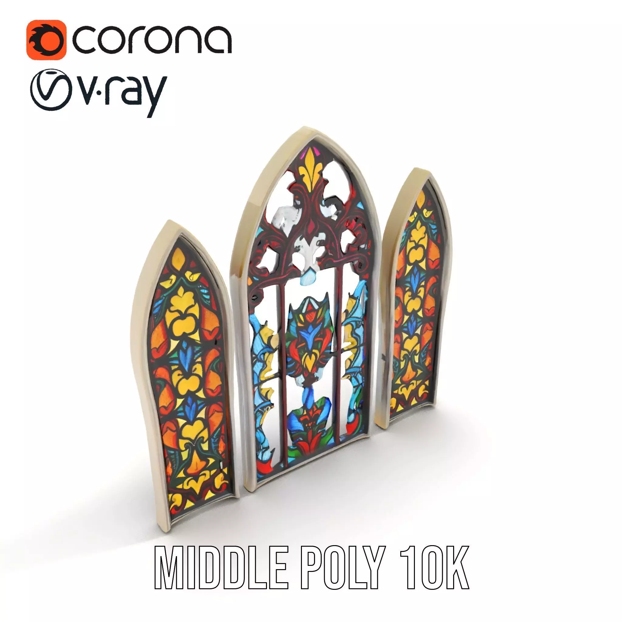 Colorful Stained Glass Window model pack Low-poly 3D model_5