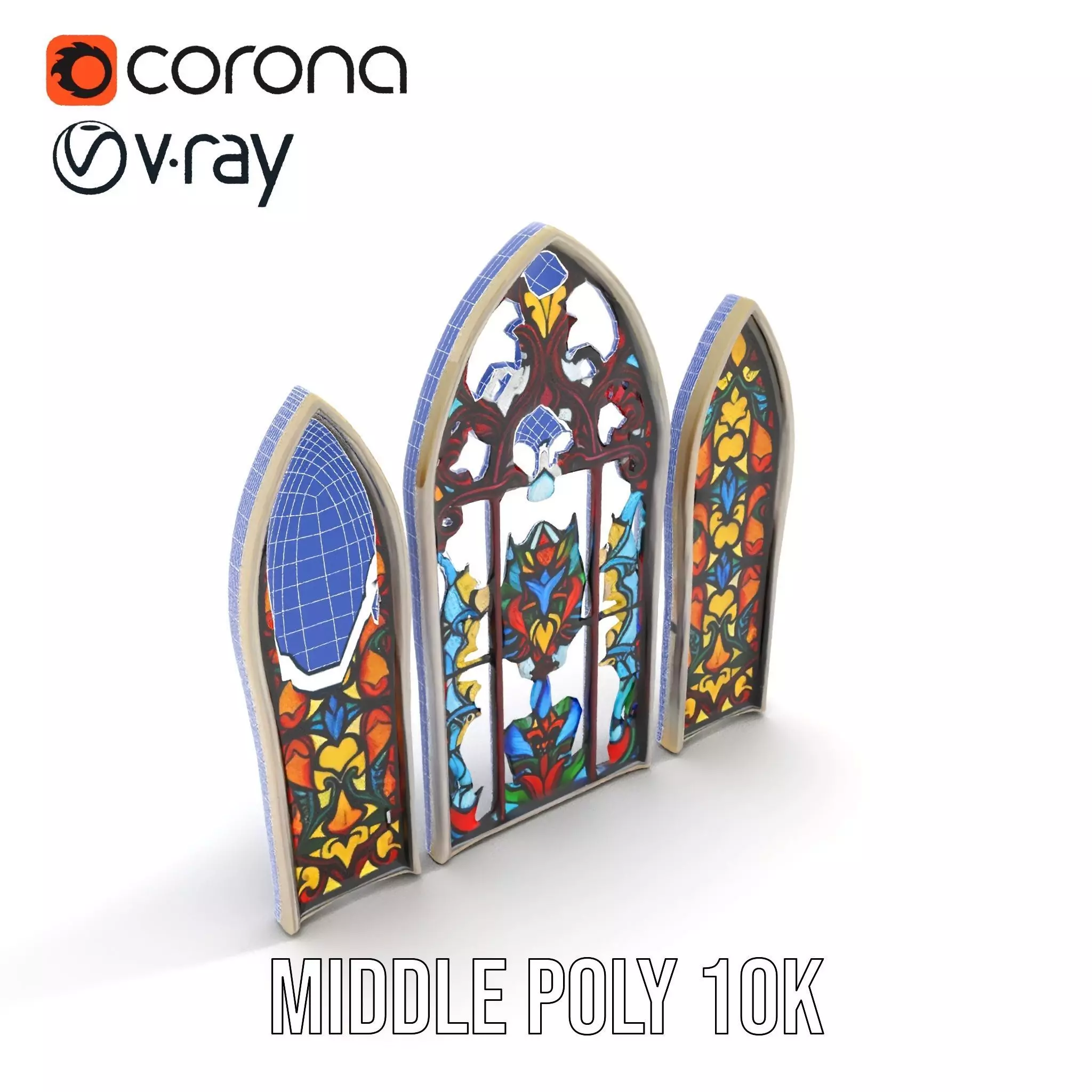 Colorful Stained Glass Window model pack Low-poly 3D model_16