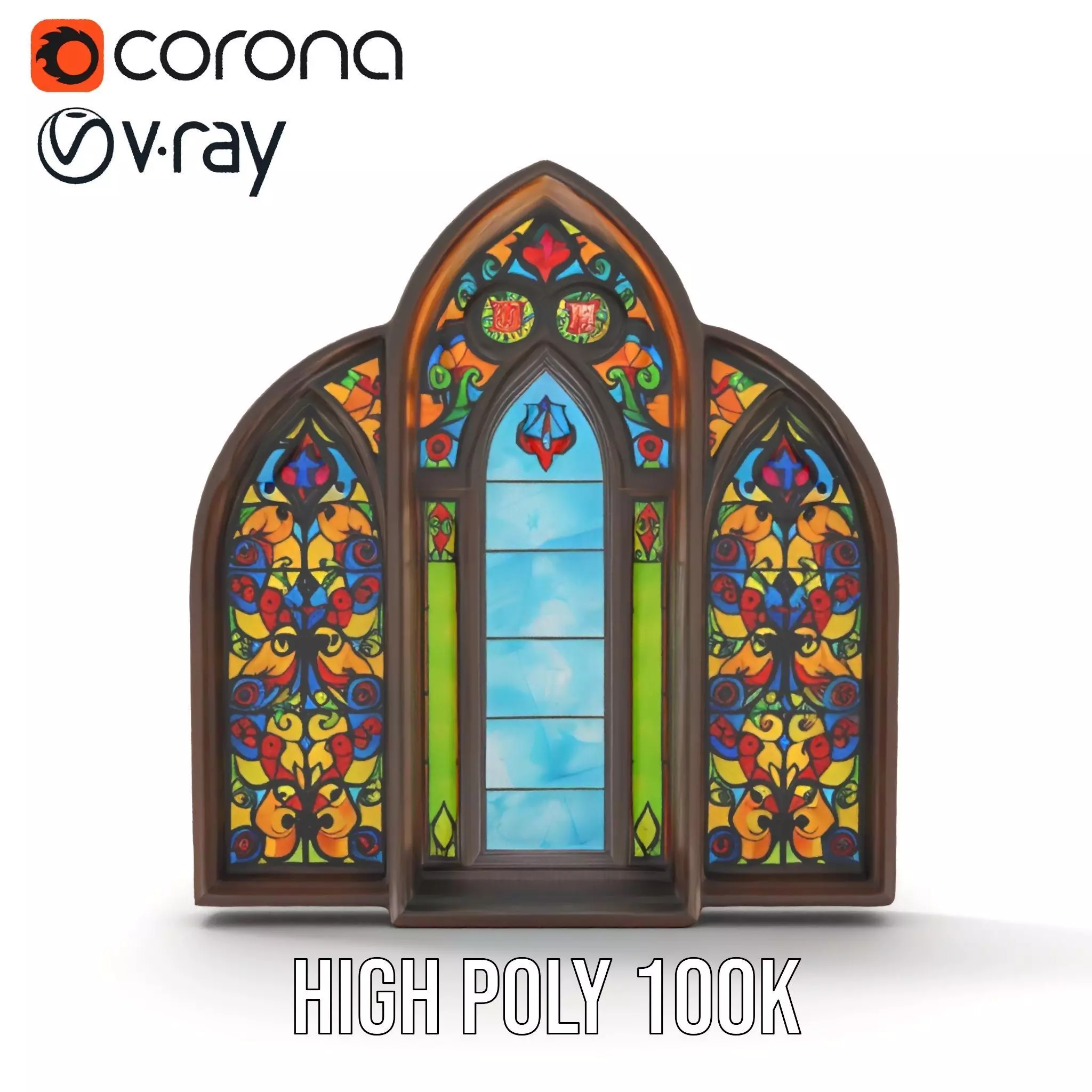 Gothic Stained Glass model pack Low-poly 3D model_23