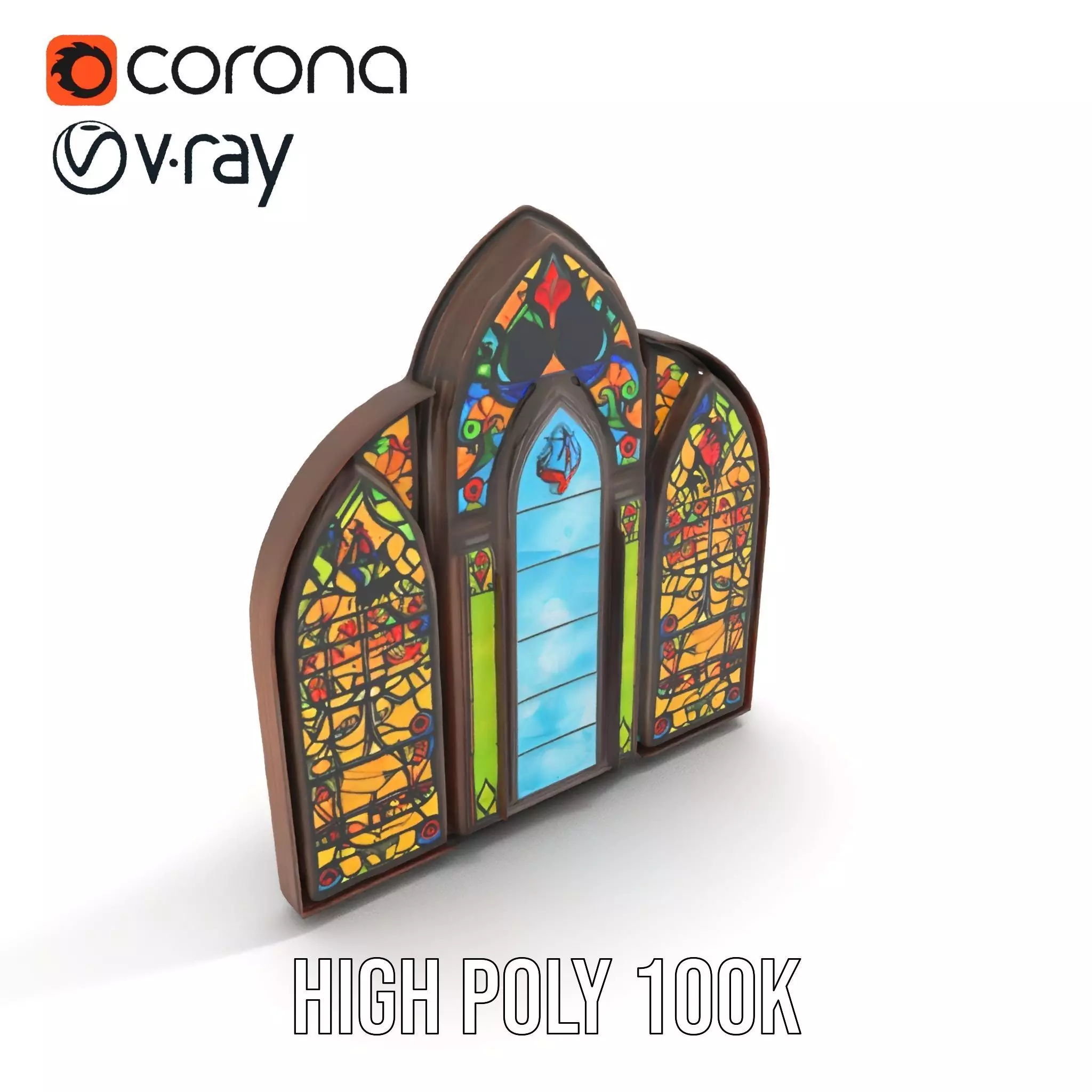 Gothic Stained Glass model pack Low-poly 3D model_15